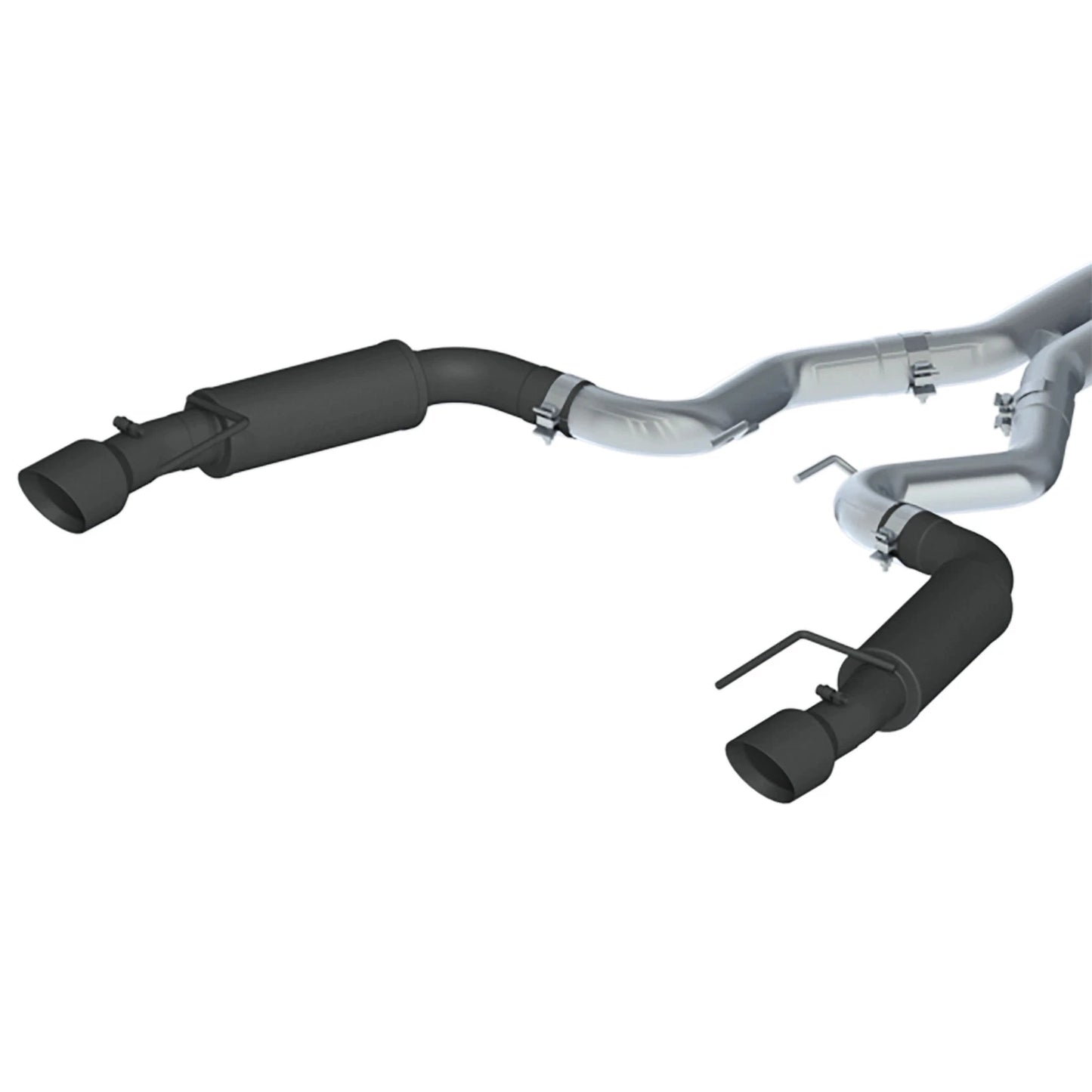 MBRP 15-19 Ford Mustang EcoBoost 2.3L Black 3in Cat Back Dual Split Rear Exit (Race Version)