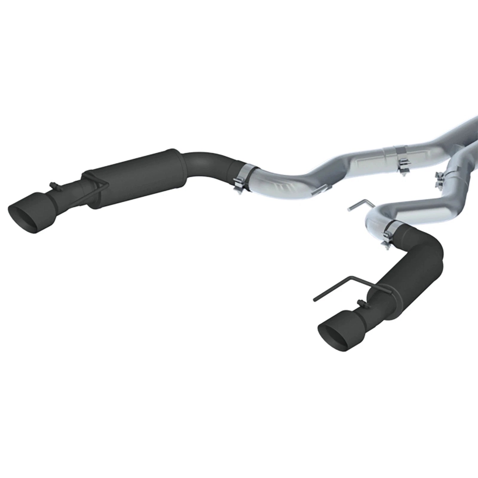 MBRP 15-19 Ford Mustang EcoBoost 2.3L Black 3in Cat Back Dual Split Rear Exit (Race Version)