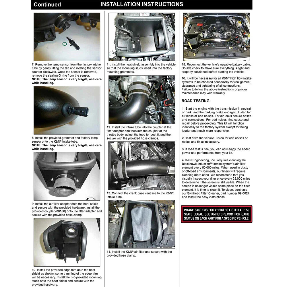 K&N 2018 Jeep Wrangler JL V6-3.6L F/I Blackhawk Performance Intake Kit (No Jeep Grand Cherokee)
