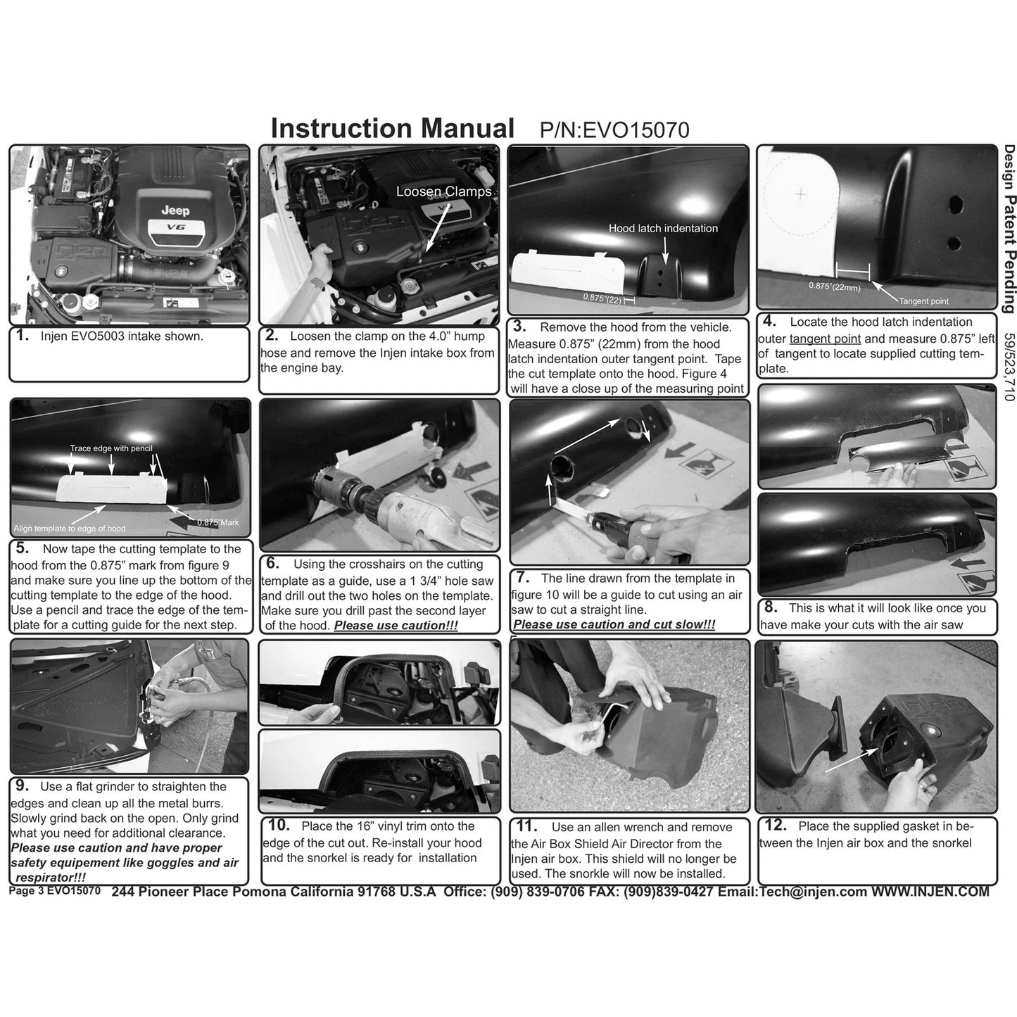Injen 07-18 Jeep Wrangler (JK) 3.6L V6 Deep Water Crossing Snorkel for Evolution Intake
