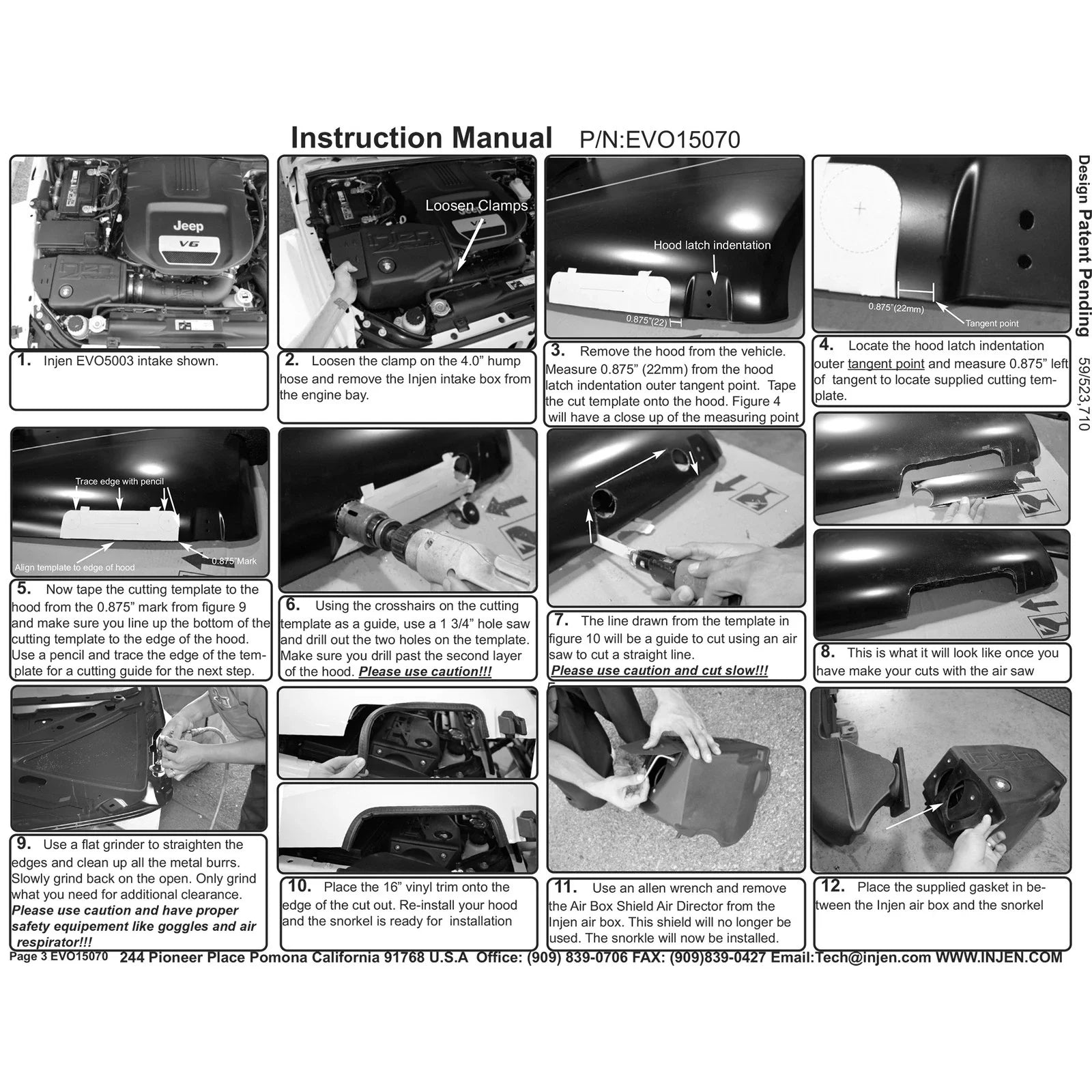 Injen 07-18 Jeep Wrangler (JK) 3.6L V6 Deep Water Crossing Snorkel for Evolution Intake