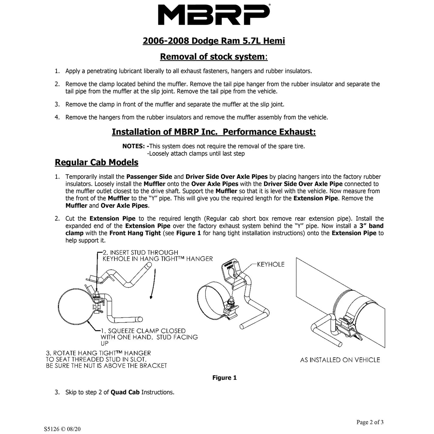 MBRP 2006-2008 Dodge Ram Hemi 1500 5.7L SC/CC-SB Cat Back Dual Split Rear