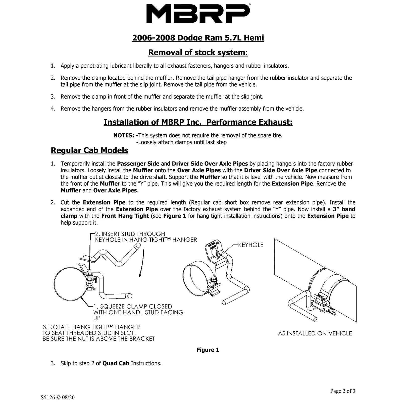 MBRP 2006-2008 Dodge Ram Hemi 1500 5.7L SC/CC-SB Cat Back Dual Split Rear