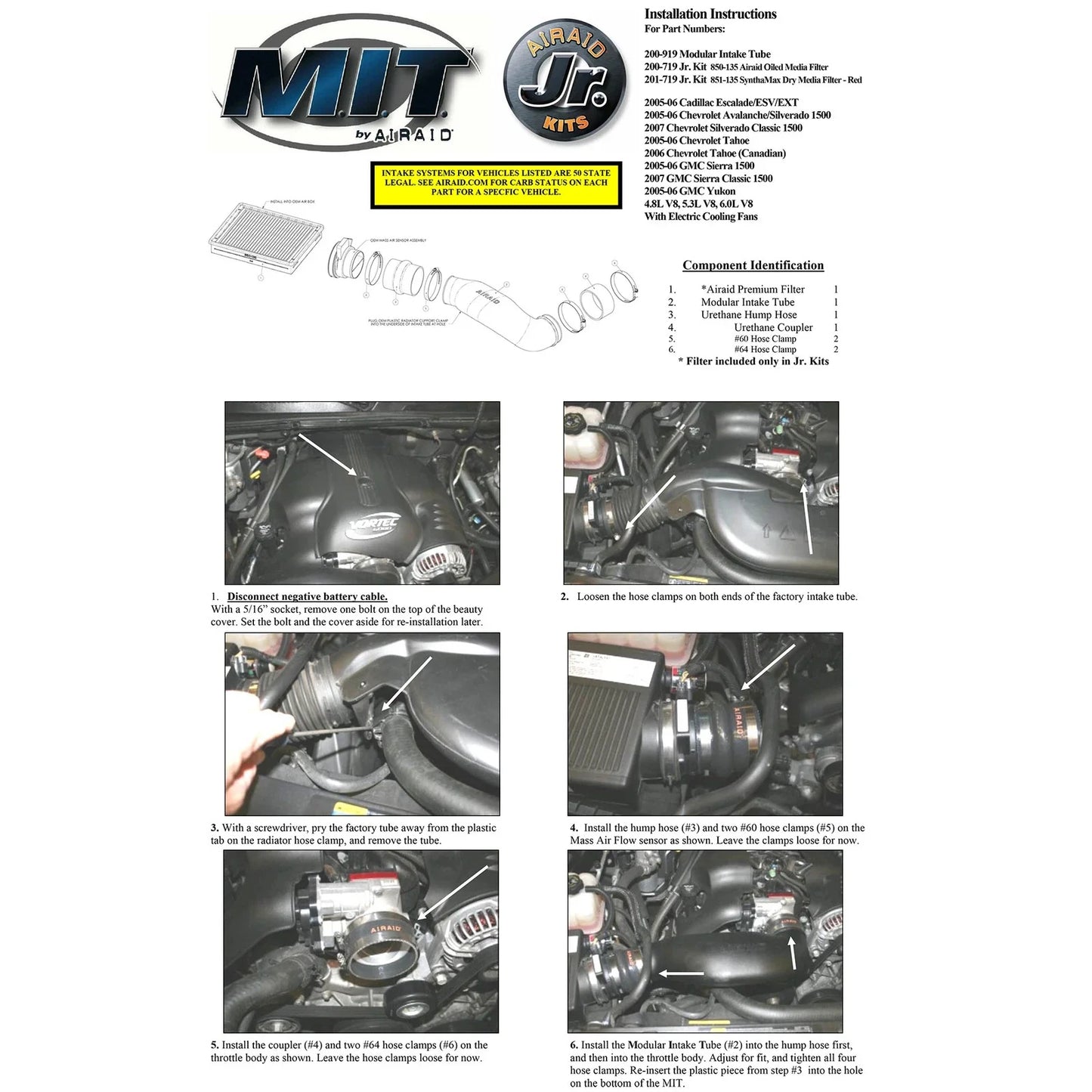 Airaid 05-06 Chevy / GMC / Cadillac 4.8/5.3/6.0L Airaid Jr Intake Kit - Dry / Red Media