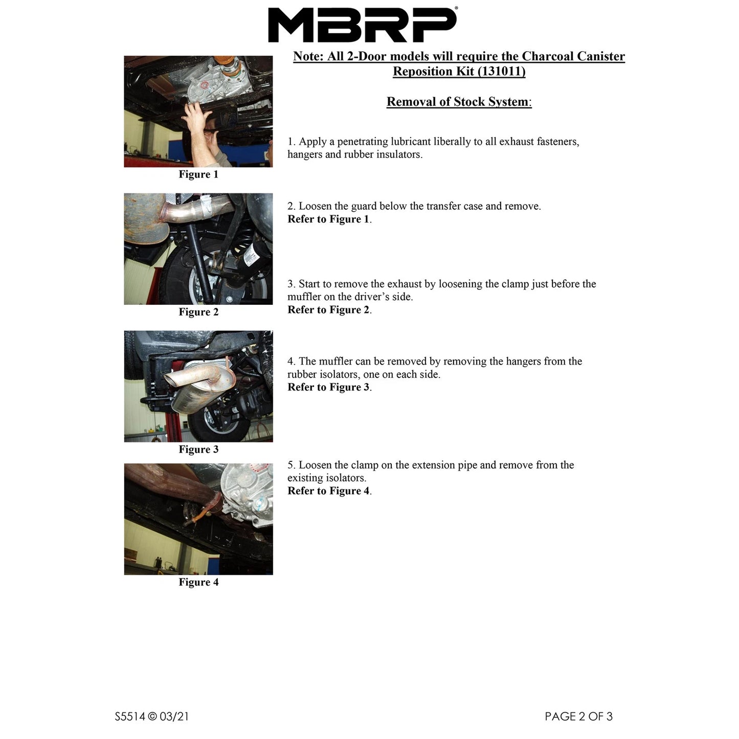 MBRP 2007-2009 Jeep Wrangler (JK) 3.8L V6 4 dr Off-Road Tail Pipe Muffler before Axle