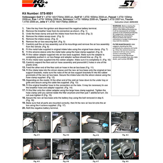 K&N Performance Intake Kit AUDI, SEAT, SKODA, VW 1.4L - 2.0L; 2005-ON