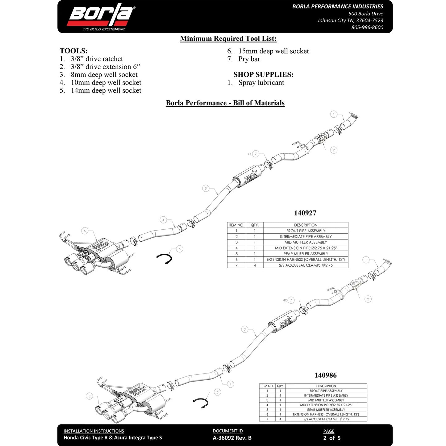 Borla 2024 Acura Integra Type S Cat Back Exhaust