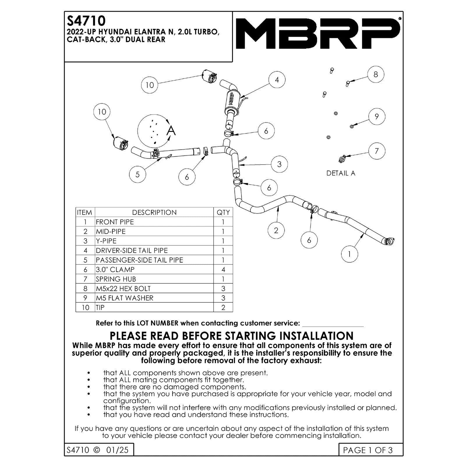 MBRP 22-23 Hyundai Elantra N 2.0L Turbo T304 5in OD CF Tips Dual Outlet 3in Cat Back Exhaust