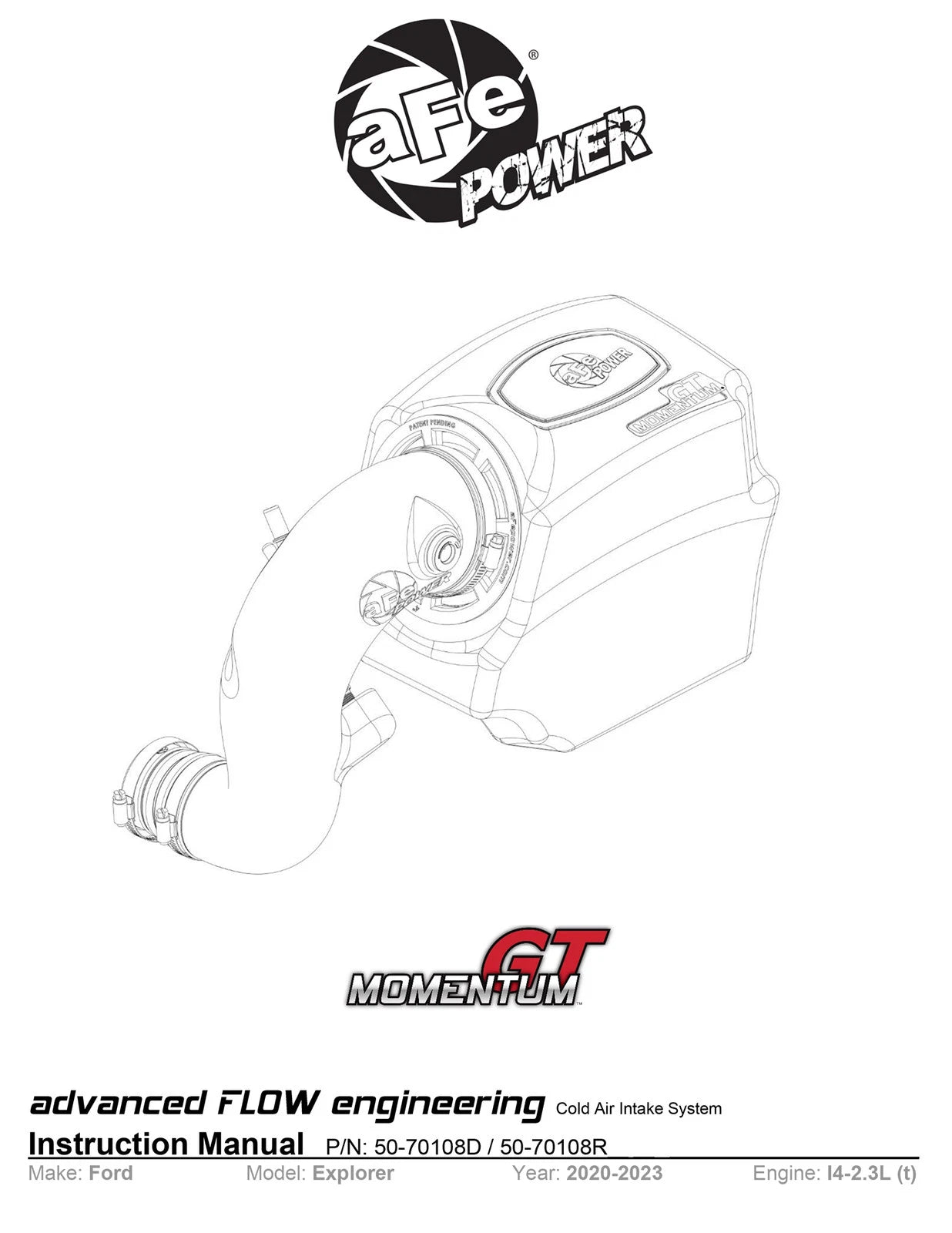 aFe 20-23 Ford Explorer L4 2.3L Momentum GT Cold Air Intake System w/ Pro 5R Filter