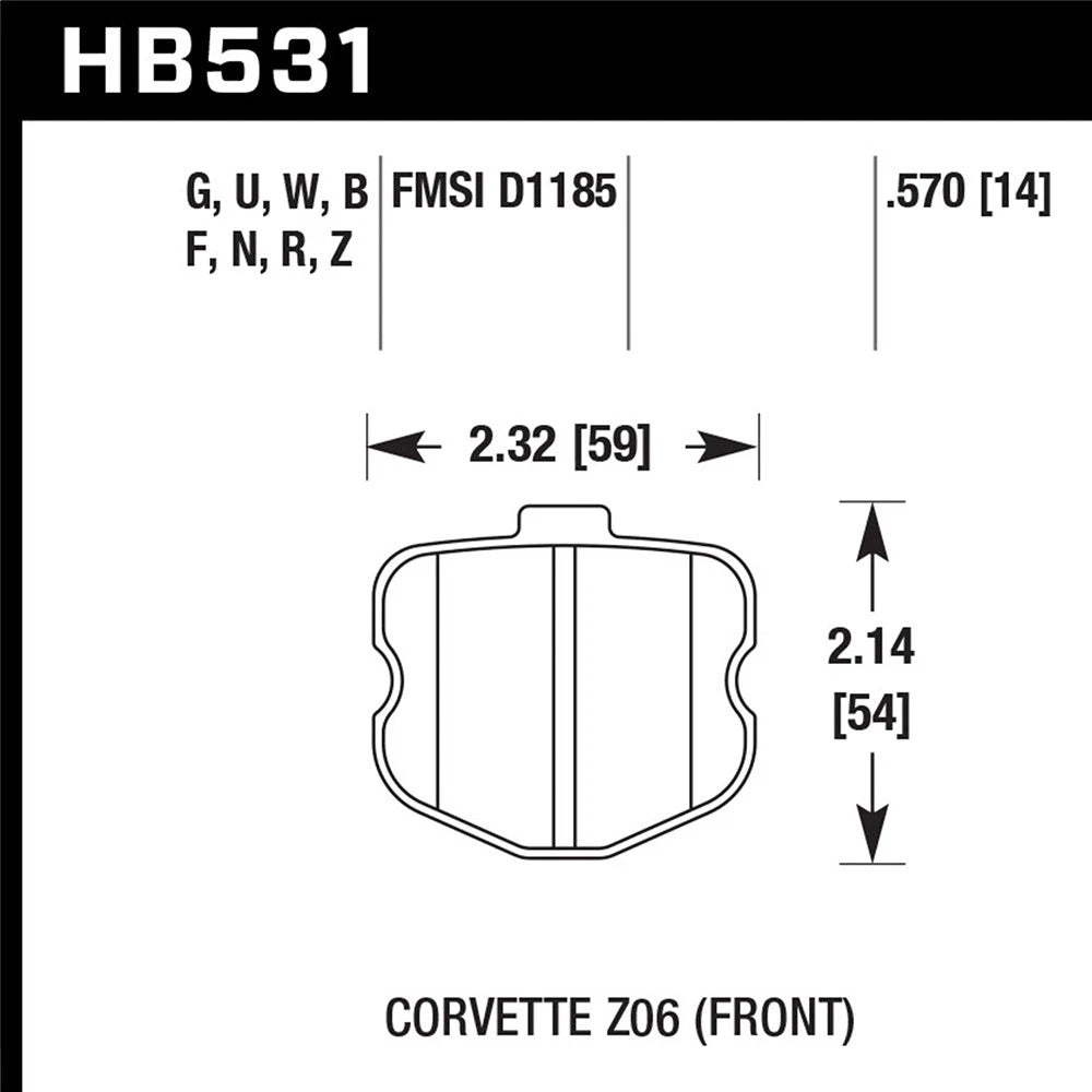 Hawk 06-10 Chevy Corvette (OEM Pad Design) Front HPS Sreet Brake Pads