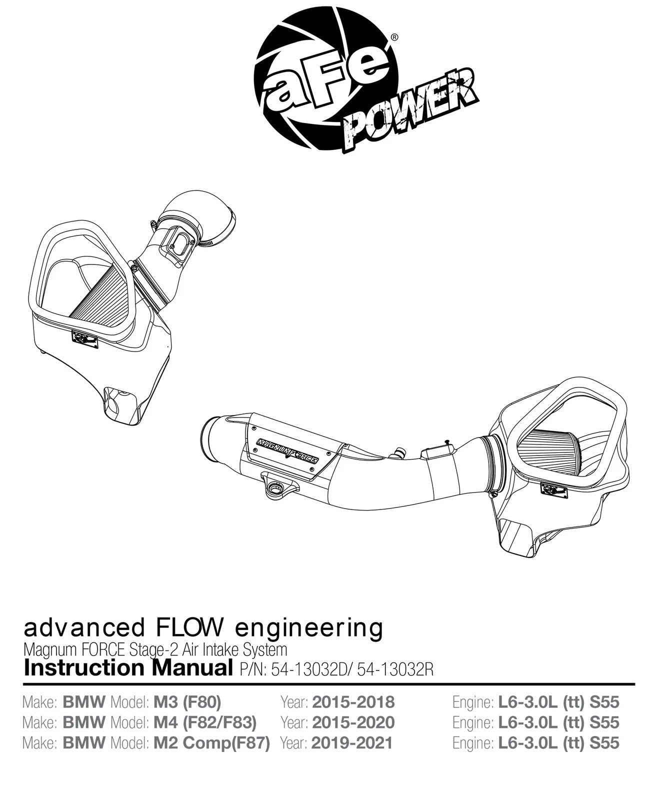 aFe POWER Magnum FORCE Stage-2 Pro 5R Cold Air Intake System 15-19 BMW M3/M4 3.0L