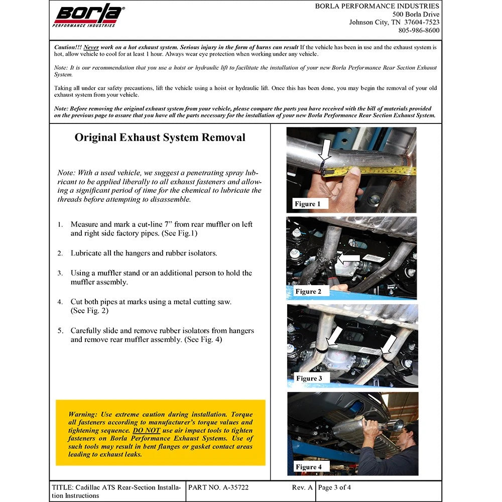 Borla 13-15 Cadillac ATS 2.0L AT RWD 4Dr Single Split Rear Exit Exhaust (Rear Section)