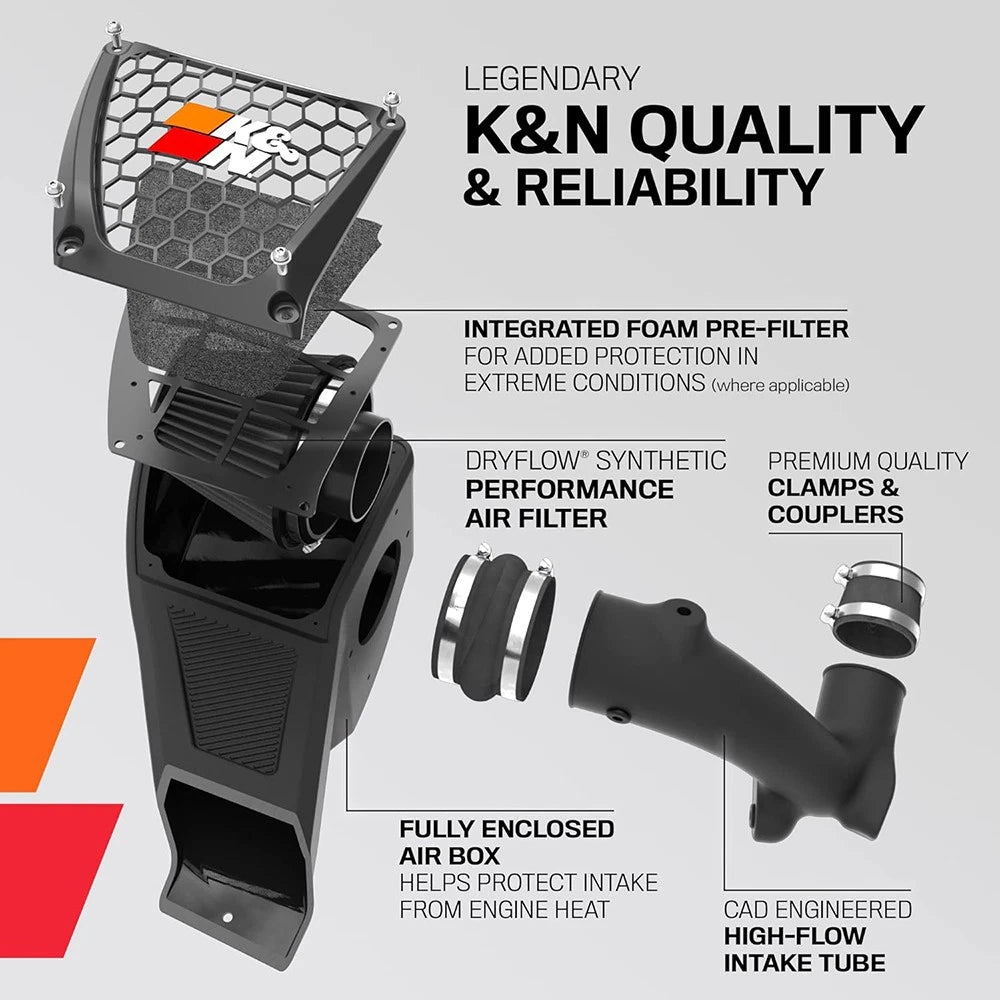 K&N 21-23 Ford Bronco 2.7L V6 F/I DRYFLOW Performance Air Intake System