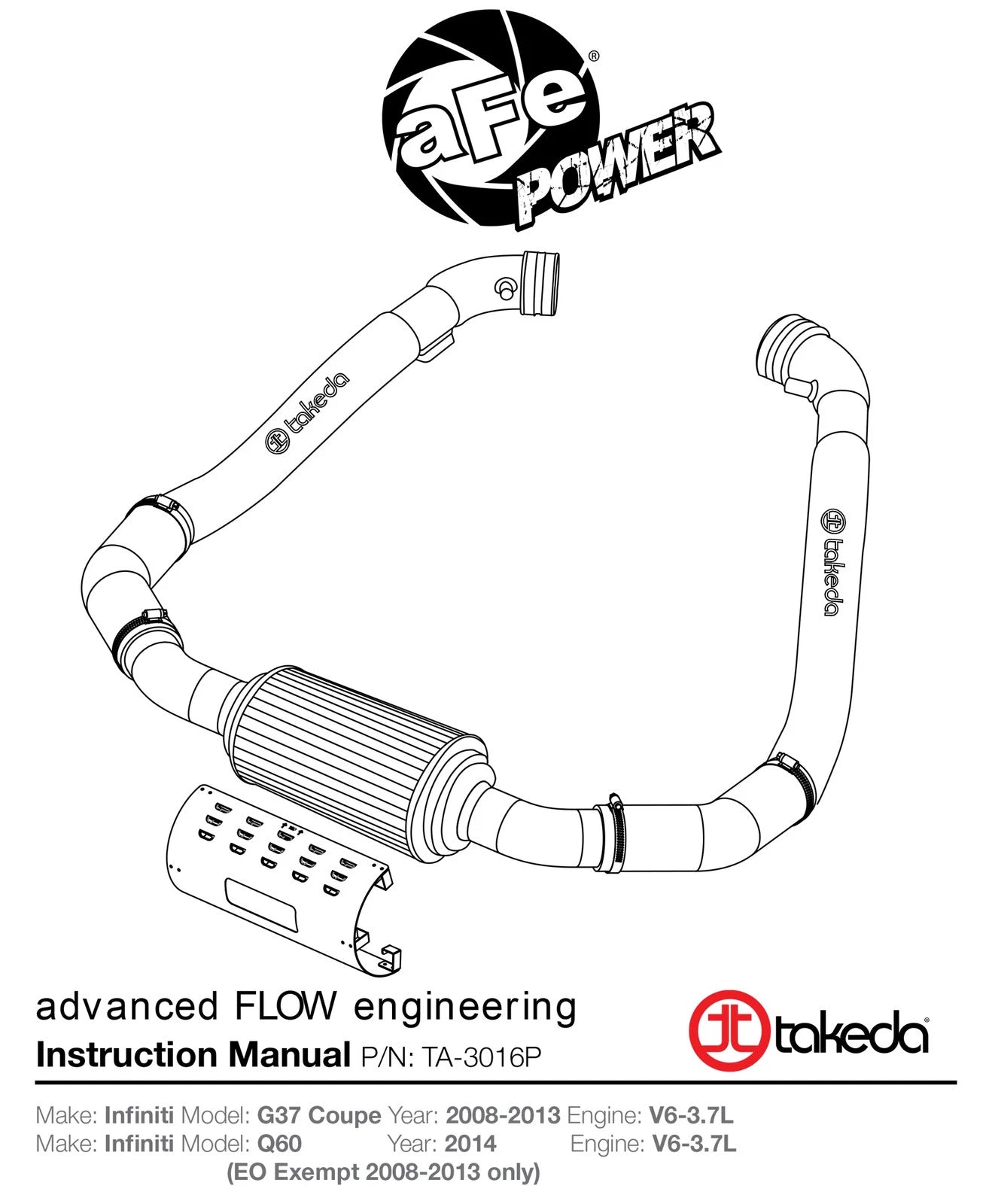 aFe Takeda Intakes Stage-2 PDS AIS PDS Infiniti G37 Coupe 08-12 V6-3.7L (pol)
