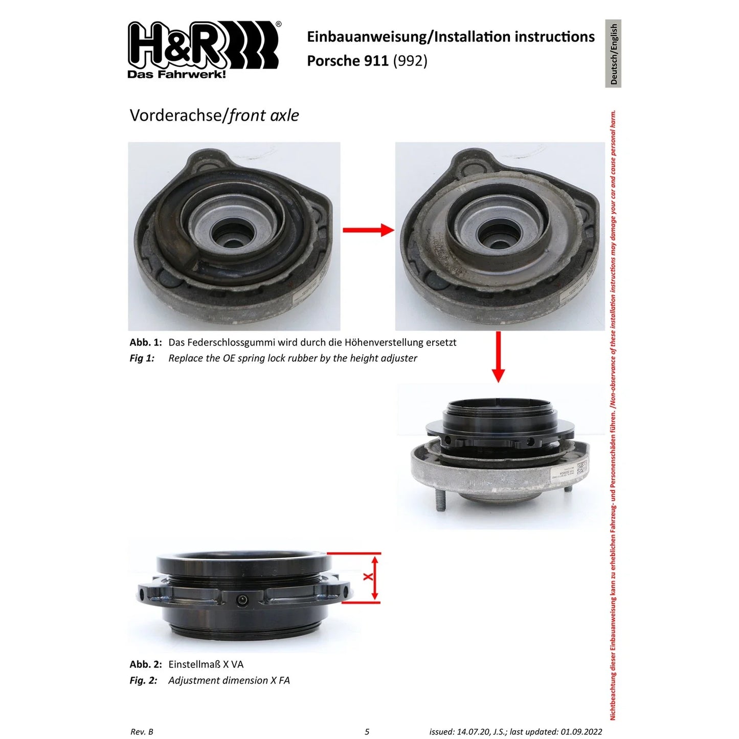 H&R 20-22 Porsche 911/992 Carrera 4/4S Cabrio/4S Coupe (AWD) VTF Adjustable Lowering Springs