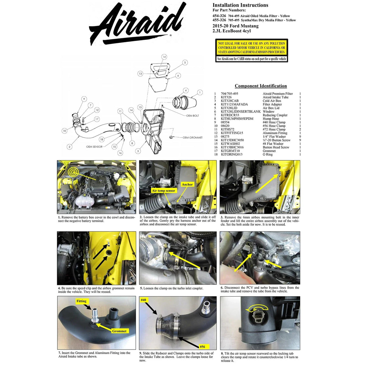 Airaid 15-20 Ford Mustang GT I4 2.3L F/I Performance Air Intake System