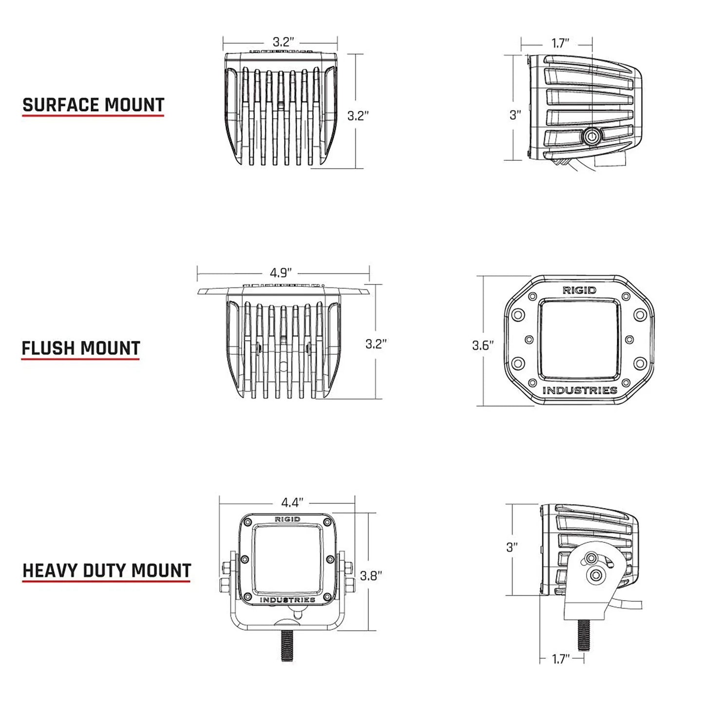 Rigid Industries Dually - Flush Mount - 60 Deg. Lens - Set of 2