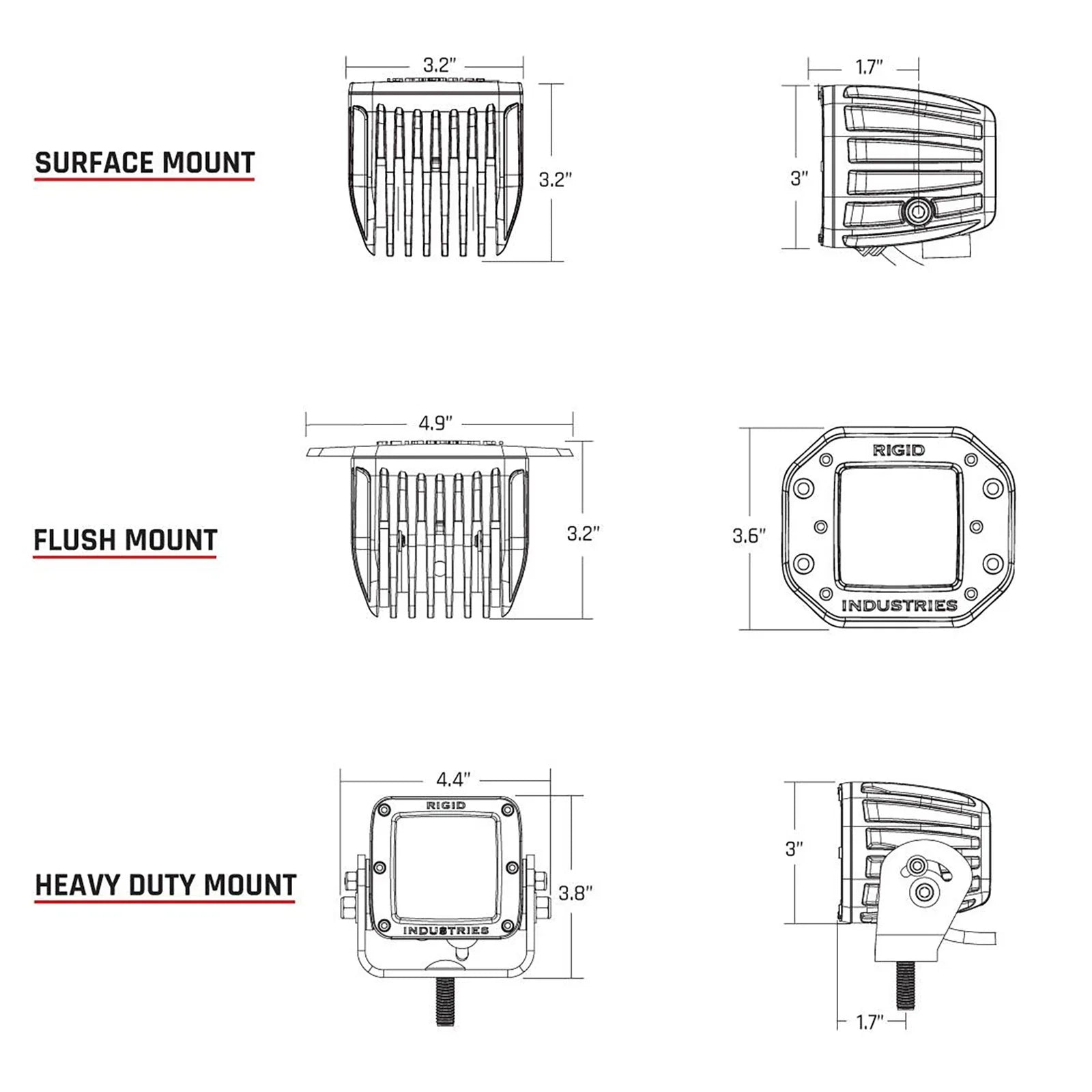 Rigid Industries Dually - Flush Mount - 60 Deg. Lens - Set of 2