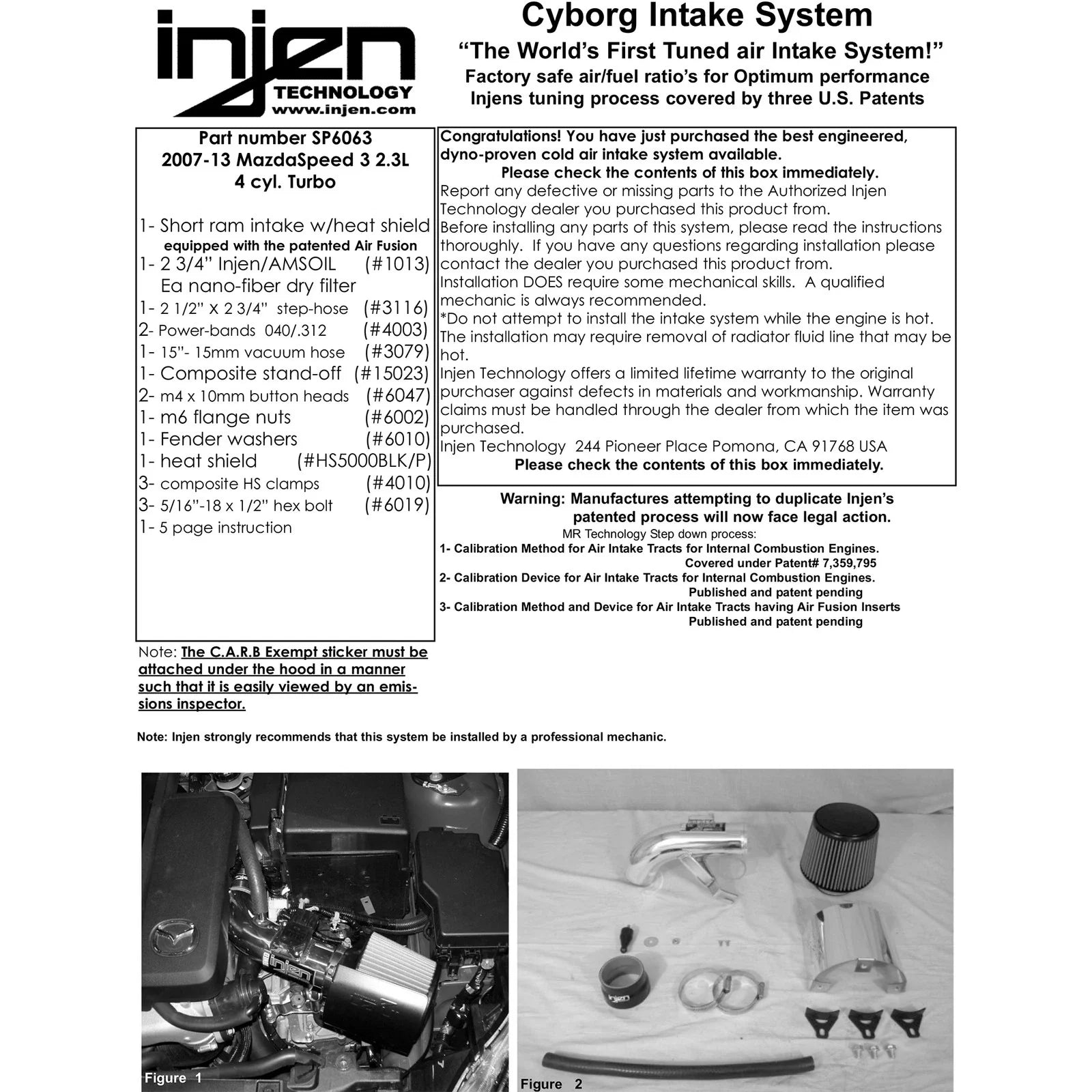 Injen 07-10 MazdaSpeed 3 2.3L 4cyl Turbo Black Short Ram Intake