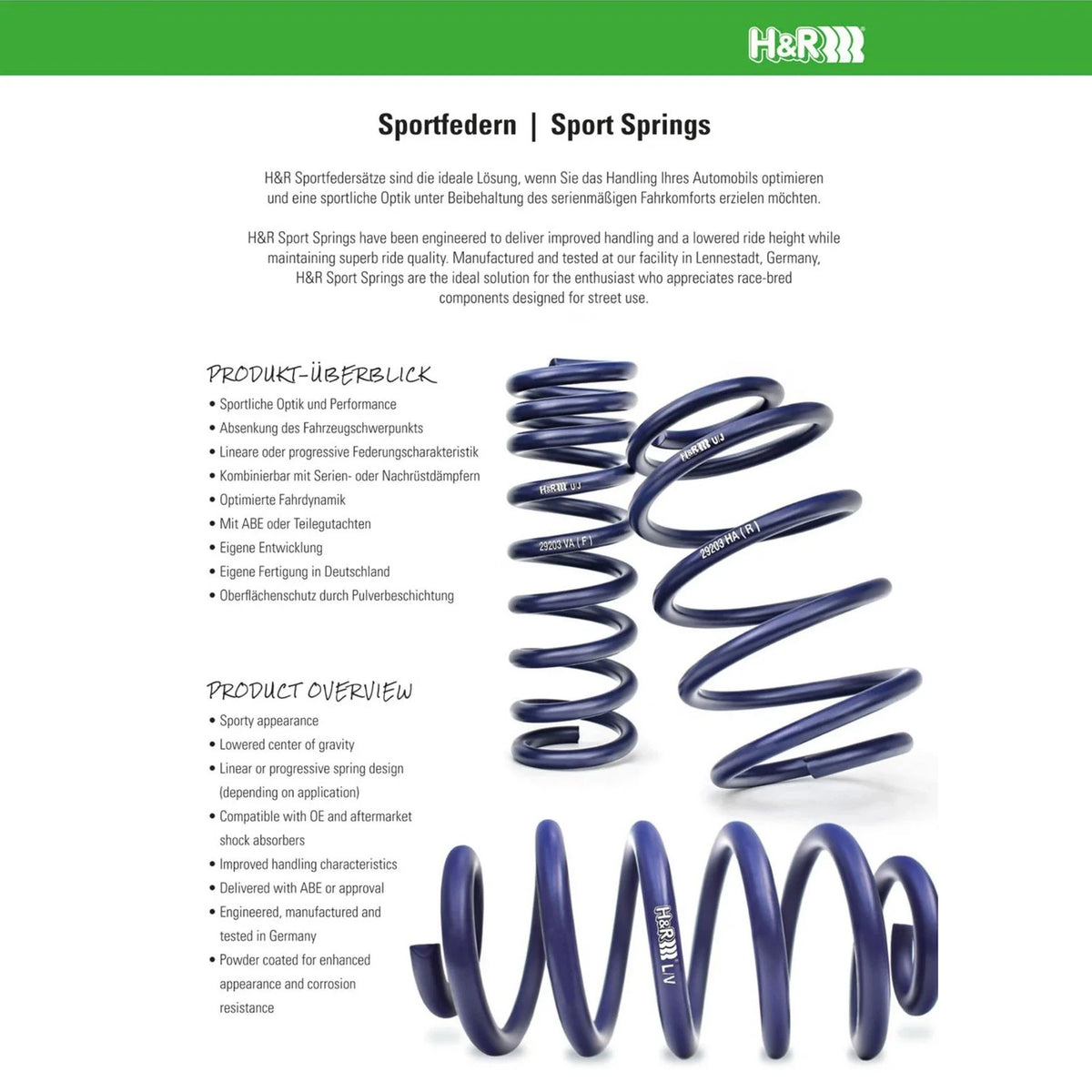 H&R 85-91 BMW 325e/325i/325is E30 Sport Spring (Non Cabrio or ix)