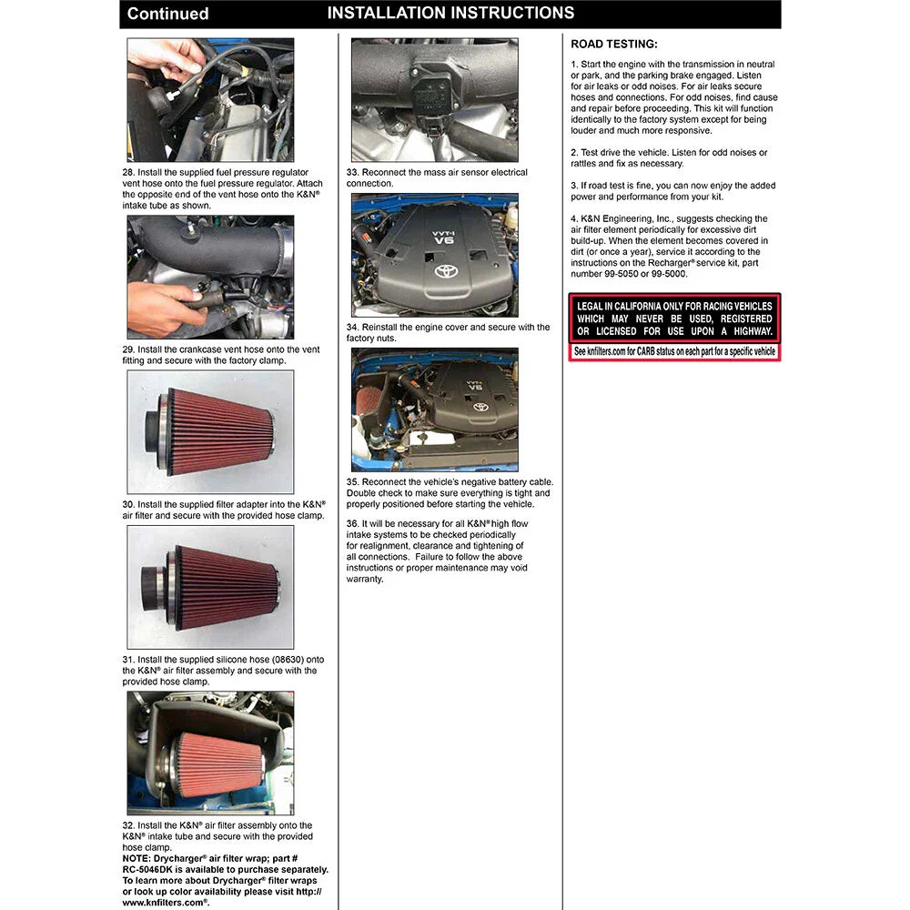 K&N 07-08 Toyota FJ Cruiser V6 4.0L AirCharger Performance Intake