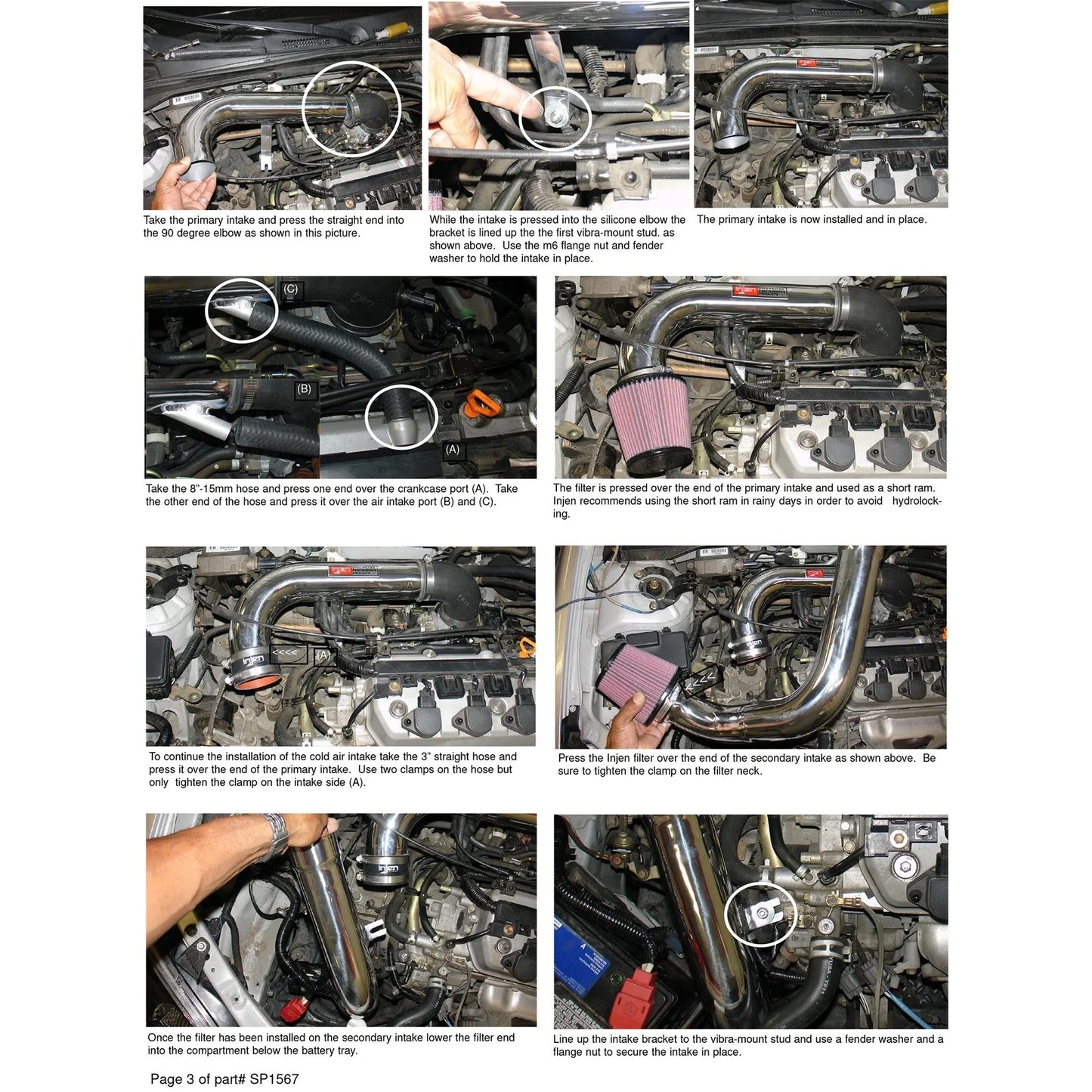 Injen 01-05 Civic Dx Lx Ex AT& MT Polished Cold Air Intake