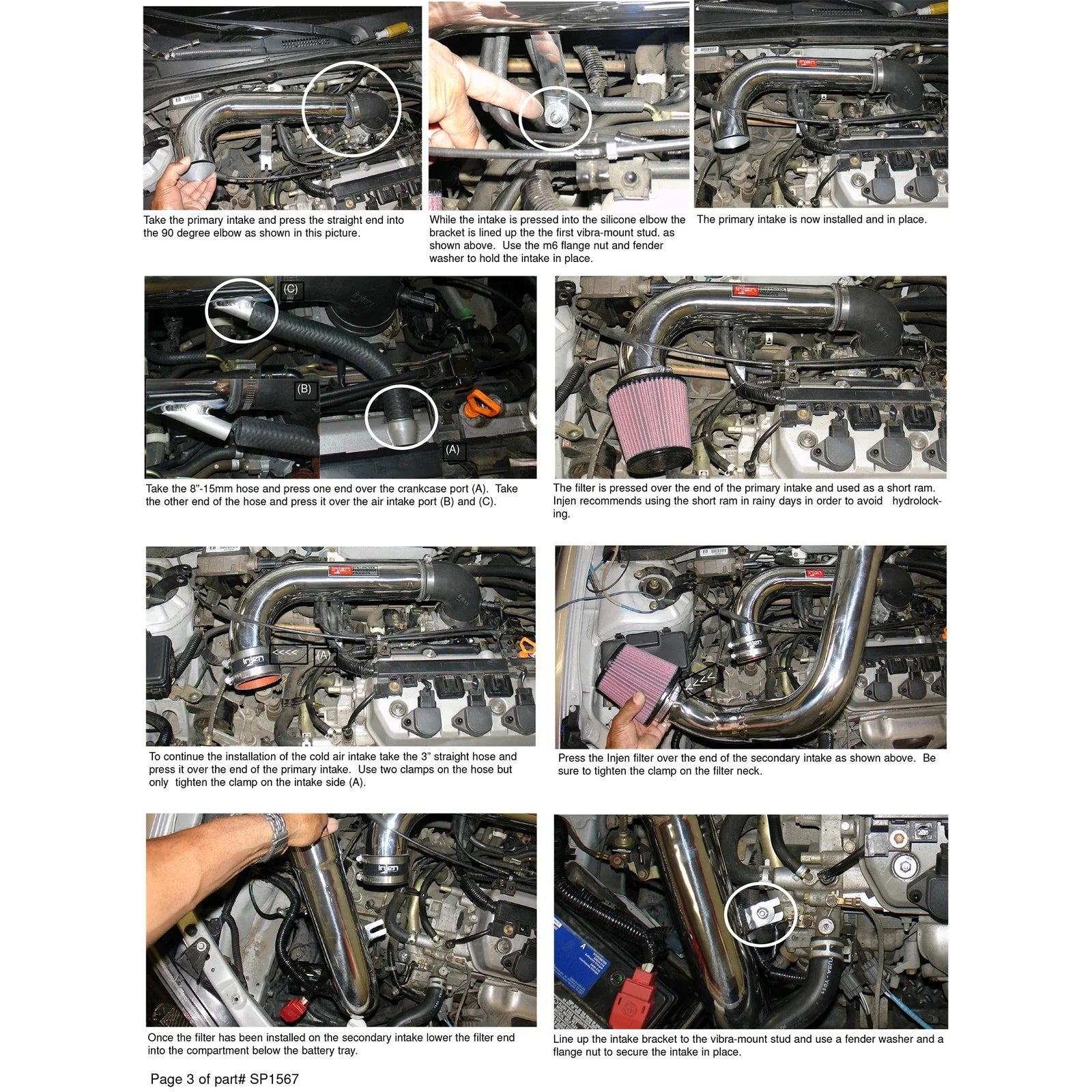 Injen 01-05 Civic Dx Lx Ex AT& MT Polished Cold Air Intake