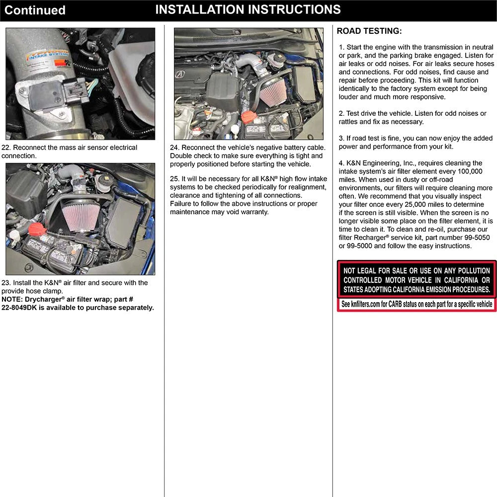 K&N 16 Acura ILX 2.4L Typhoon Complete Cold Air Intake