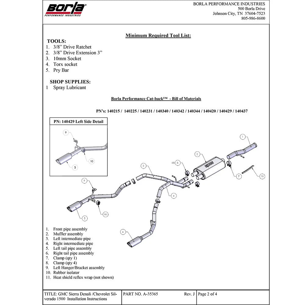 Borla 09-11 Chevrolet Silverado / 09-11 GMC Sierra S-Type SS Catback Exhaust
