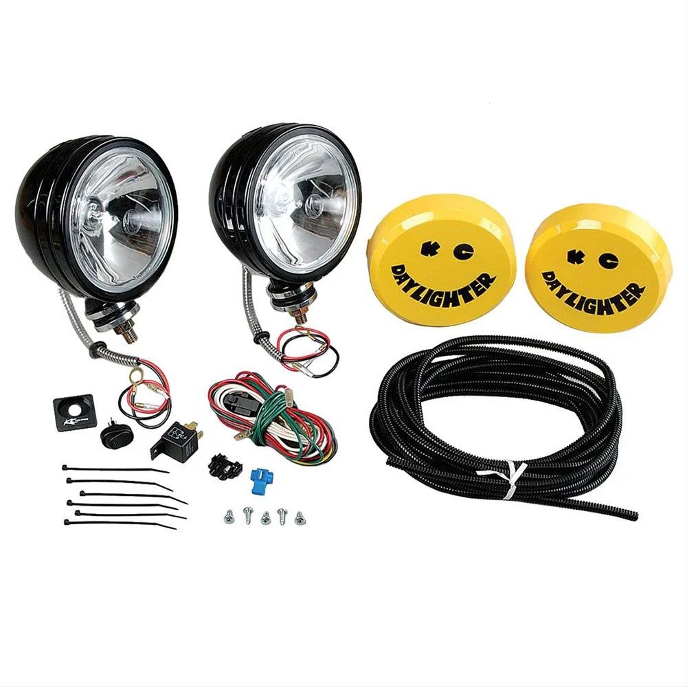 KC HiLiTES Daylighter 6in. Halogen Light 100w Spot Beam (Pair Pack System) - Black SS