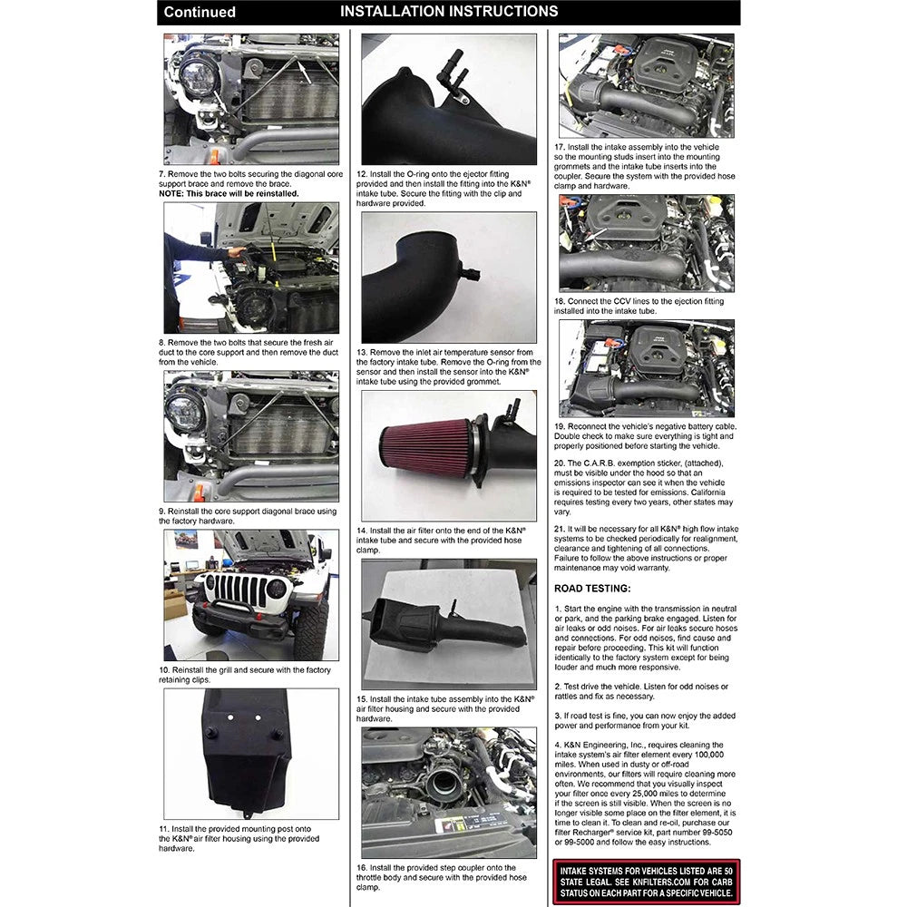 K&N 19-20 Jeep Wrangler JL 2.0L L4 F/I Turbo Performance Intake Kit
