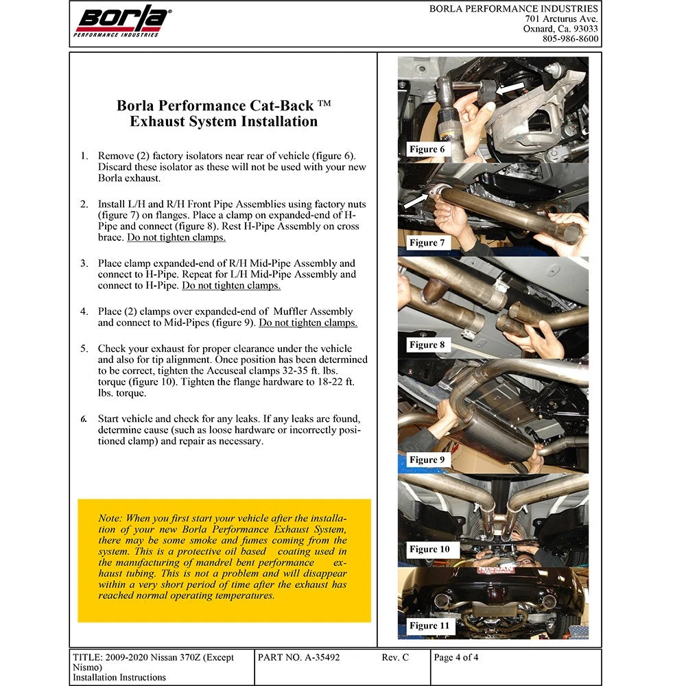 Borla 09-16 Nissan 370z Catback Exhaust