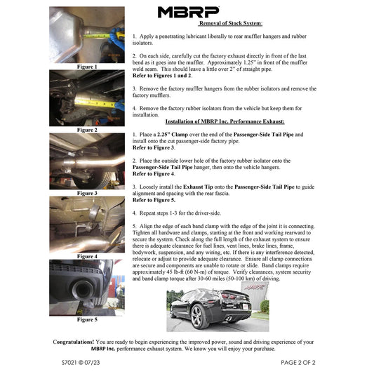 MBRP 2010-2015 Chevrolet Camaro V6 3.6L 3in Alum Axle Back Muffler Delete