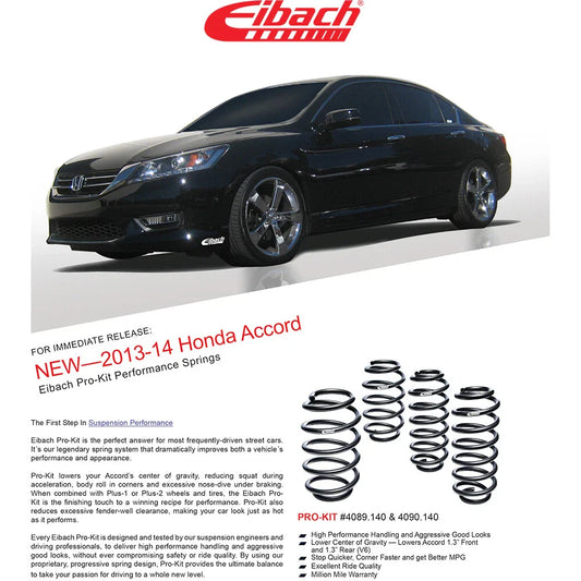 Eibach Pro-Kit for 13-14 Honda Accord 3.5L 6cyl Street Performance Springs