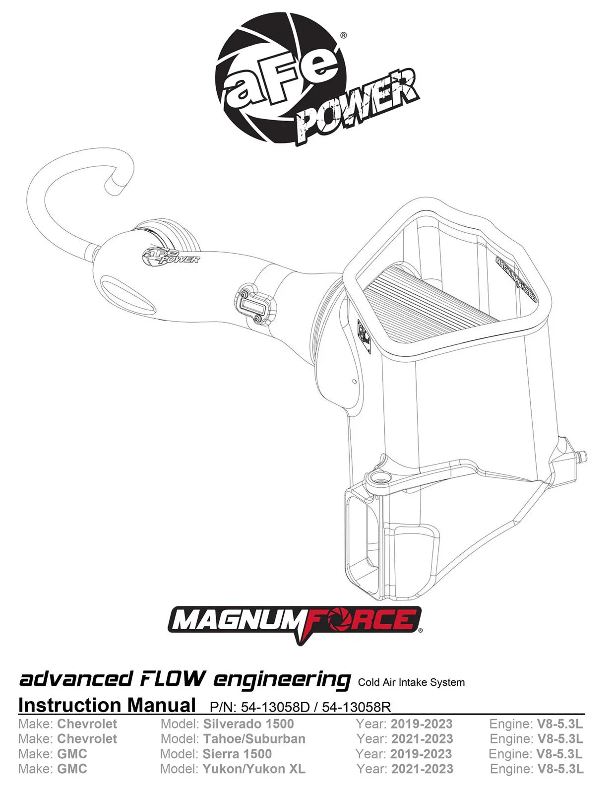 aFe Magnum FORCE Stage-2 Pro 5R Cold Air Intake 19-20 GM Silverado/Sierra 1500 V8-5.3L