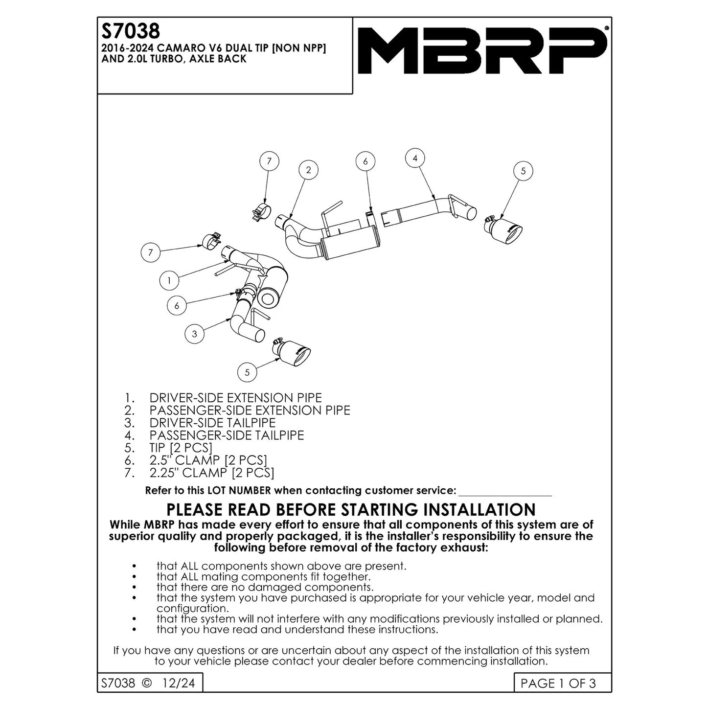 MBRP 16-19 Chevrolet Camaro 2.5in T304 Non NPP Axle Back Exhaust System - 4in Dual Wall Tips