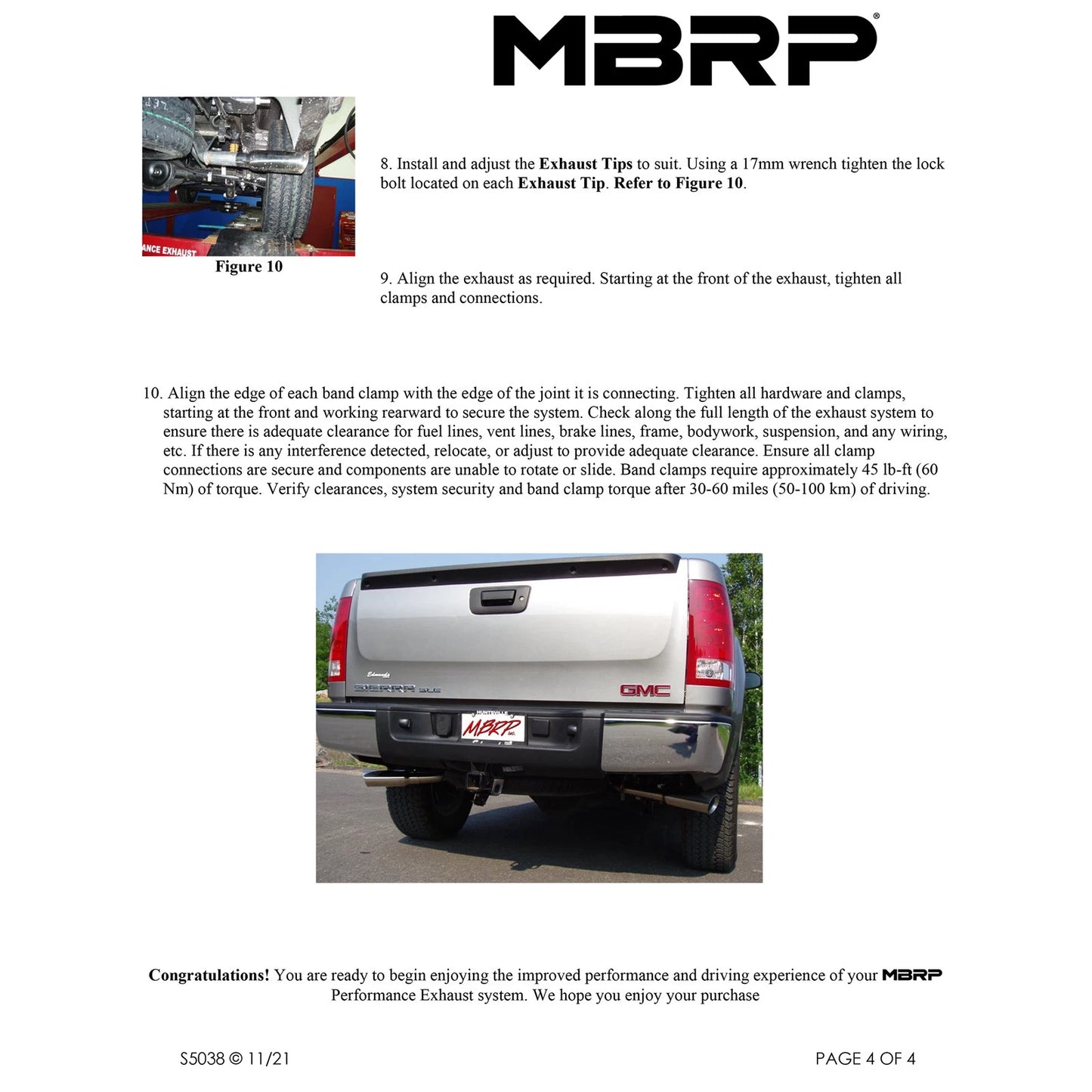 MBRP 2007-2008 Chev/GMC 1500 (Next Gen.) CC EC (excl. 8 bed) 4.8/5.3L/6.0L Cat Back Dual Split