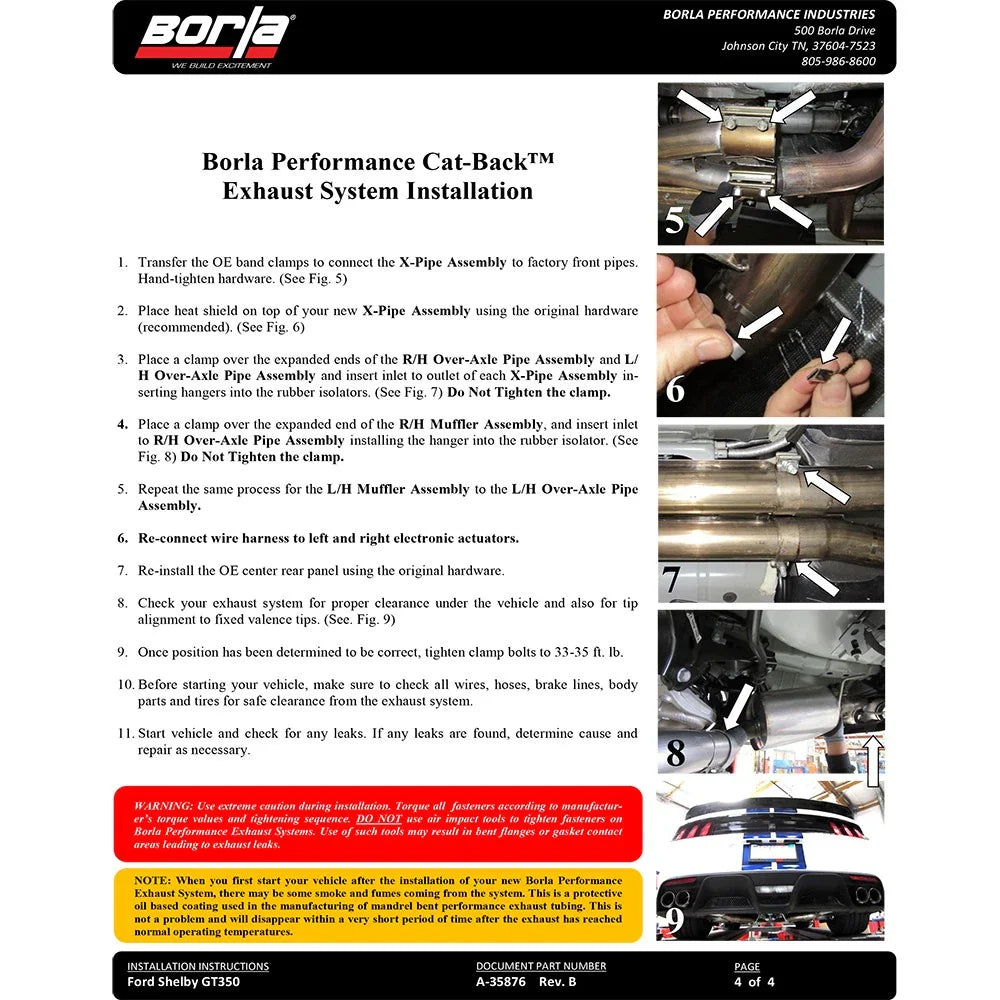 Borla 15-16 Ford Mustang Shelby GT350 5.2L ATAK Cat Back Exhaust (Uses Factory Valence)