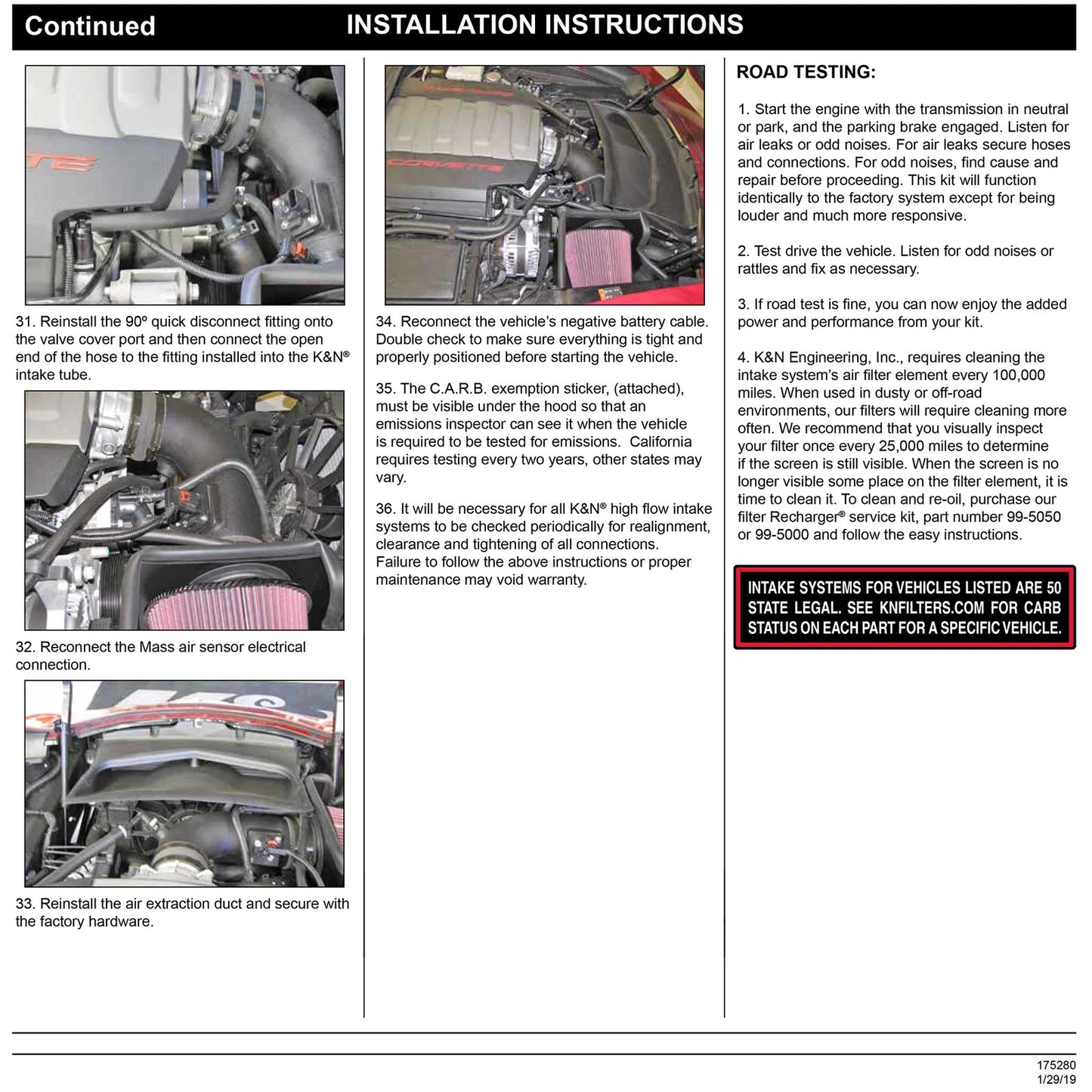 K&N 14-15 Chevrolet Corvette 6.2L V8 F/I Performance Intake Kit