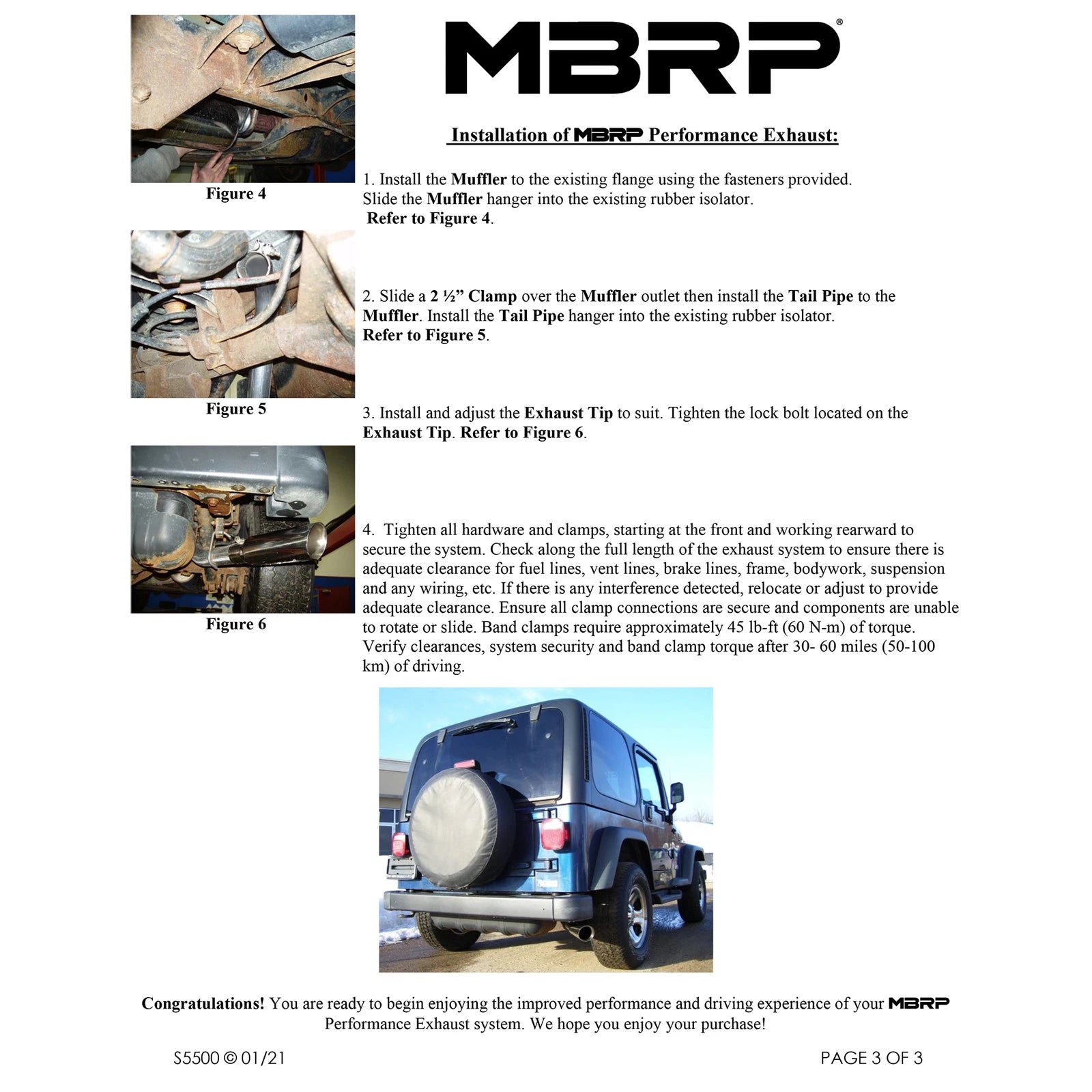 MBRP 2000-2006 Jeep Wrangler (JK) Inline-4 2.5L Inline-6 4.0L Cat Back Single Side