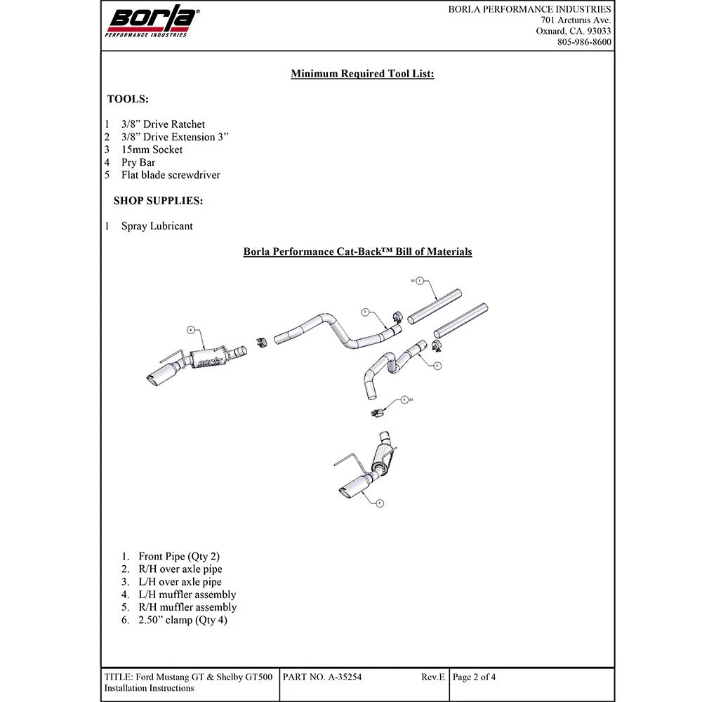 Borla 05-09 Ford Mustang GT Dual Exhaust