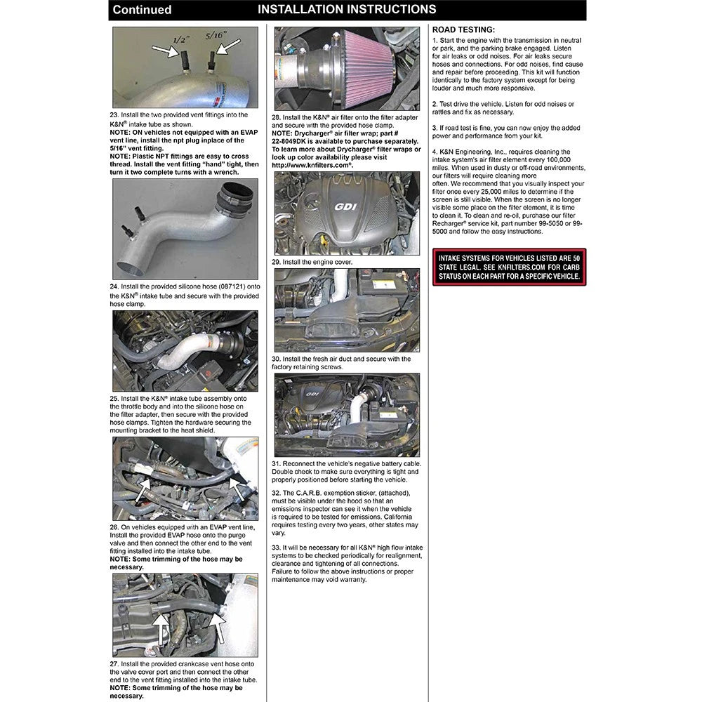 K&N 11-14 Hyundai Sonata 2.4L L4/13-15 Kia Optima 2.4L L4 Typhoon Short Ram Intake
