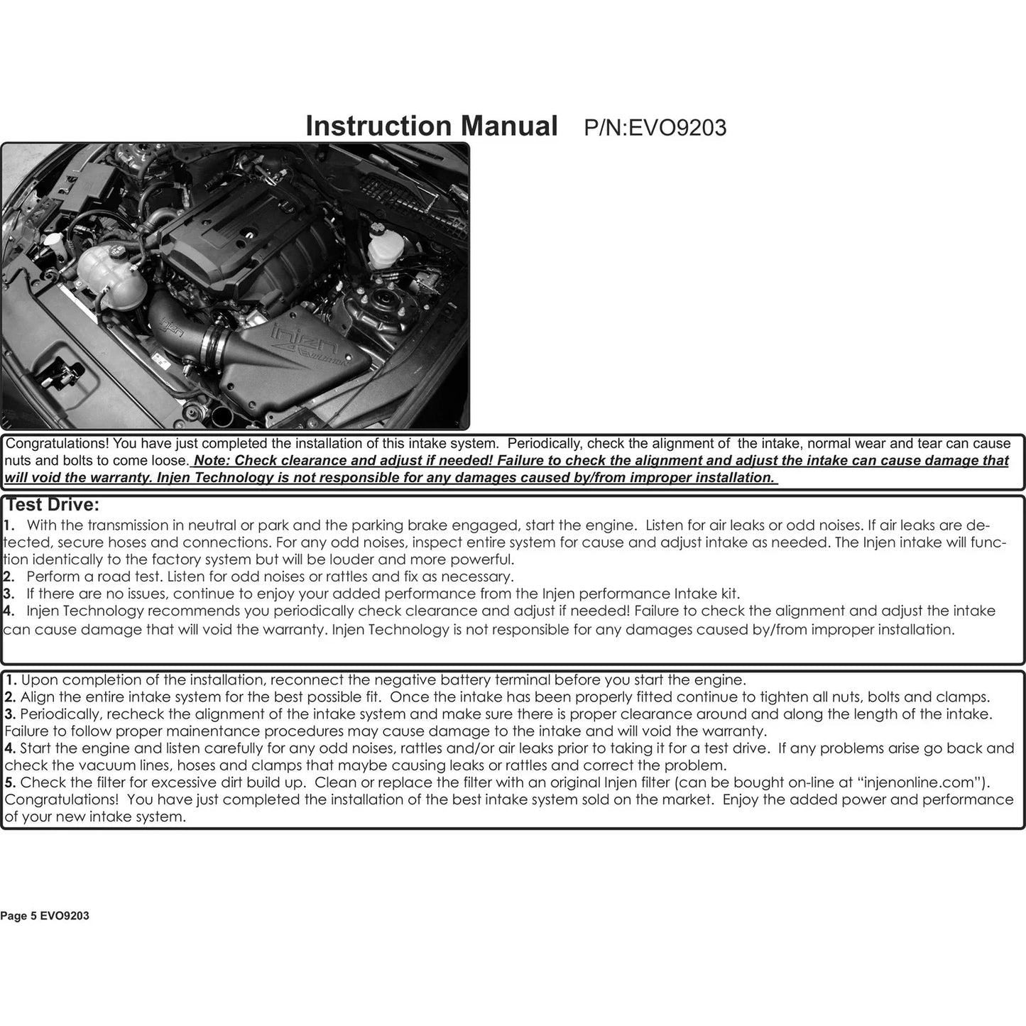 Injen 15-19 Ford Mustang EcoBoost 2.3L L4 Evolution Intake