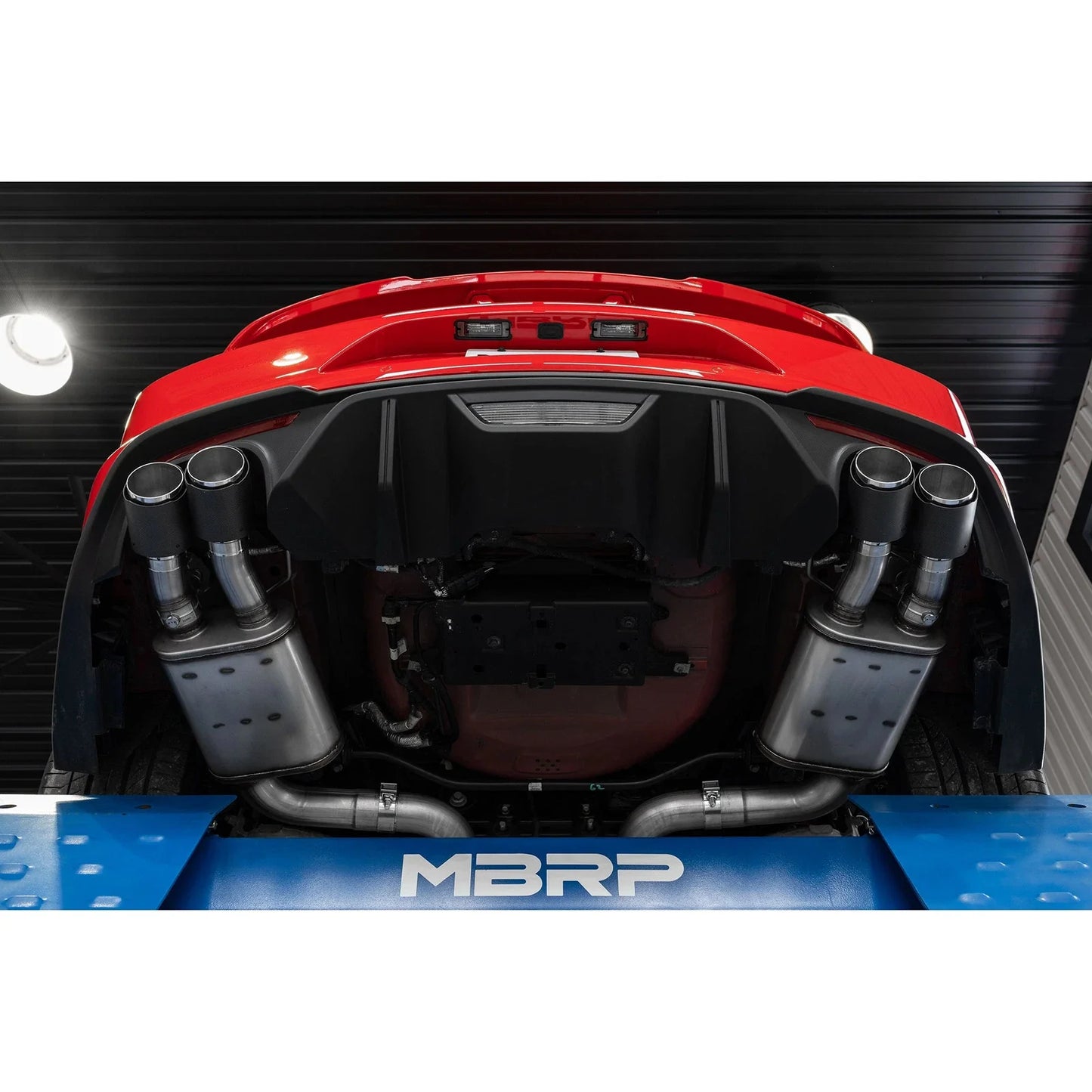 MBRP 18-22 Ford Mustang GT 5L T304 SS 3in Cat-Back Dual Rear w/4in Quad Carbon Fiber Tips (Street)