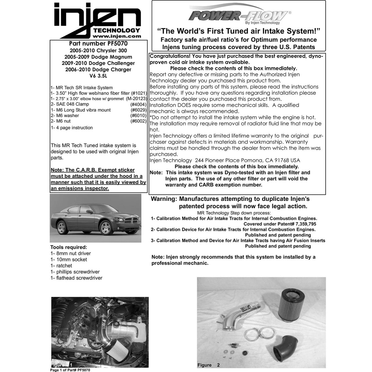 Injen 05-10 Chrysler 300C / 04-08 Dodge Magnum Wrinkle Black Power-Flow Short Ram Air Intake