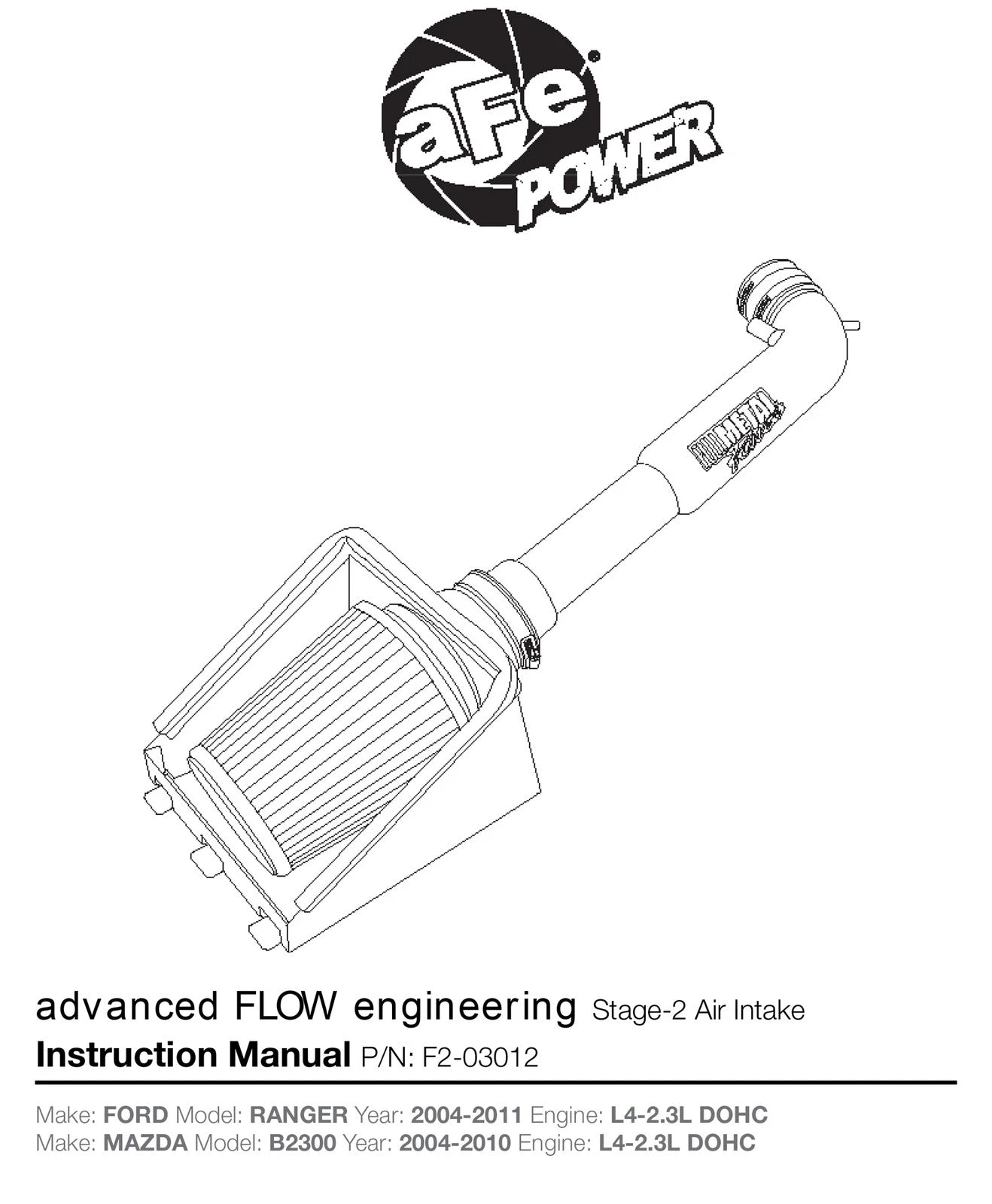 aFe FULL METAL Power Intake Stage-2 Pro DRY S 04-11 Ford Ranger L4 2.3L