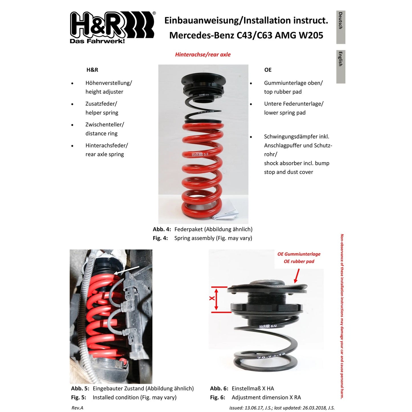 H&R 15-21 Mercedes-Benz C63 AMG Sedan W205 VTF Adjustable Lowering Springs (w/AMG Ride Control)