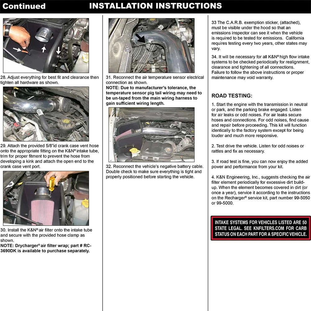 K&N 03-08 Dodge Ram V8-5.7L High Flow Performance Kit