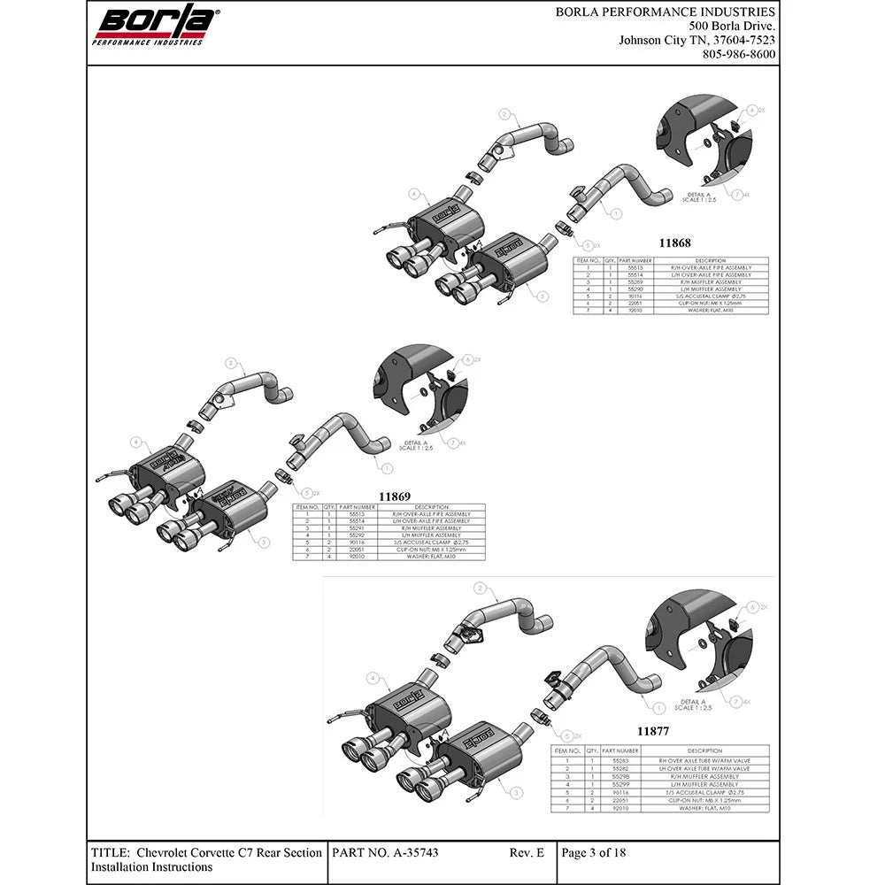 Borla 2014 Chevrolet Corvette C7 6.2L 8cyl ATAK Exhaust w/ NPP Dual Mode (rear section only)