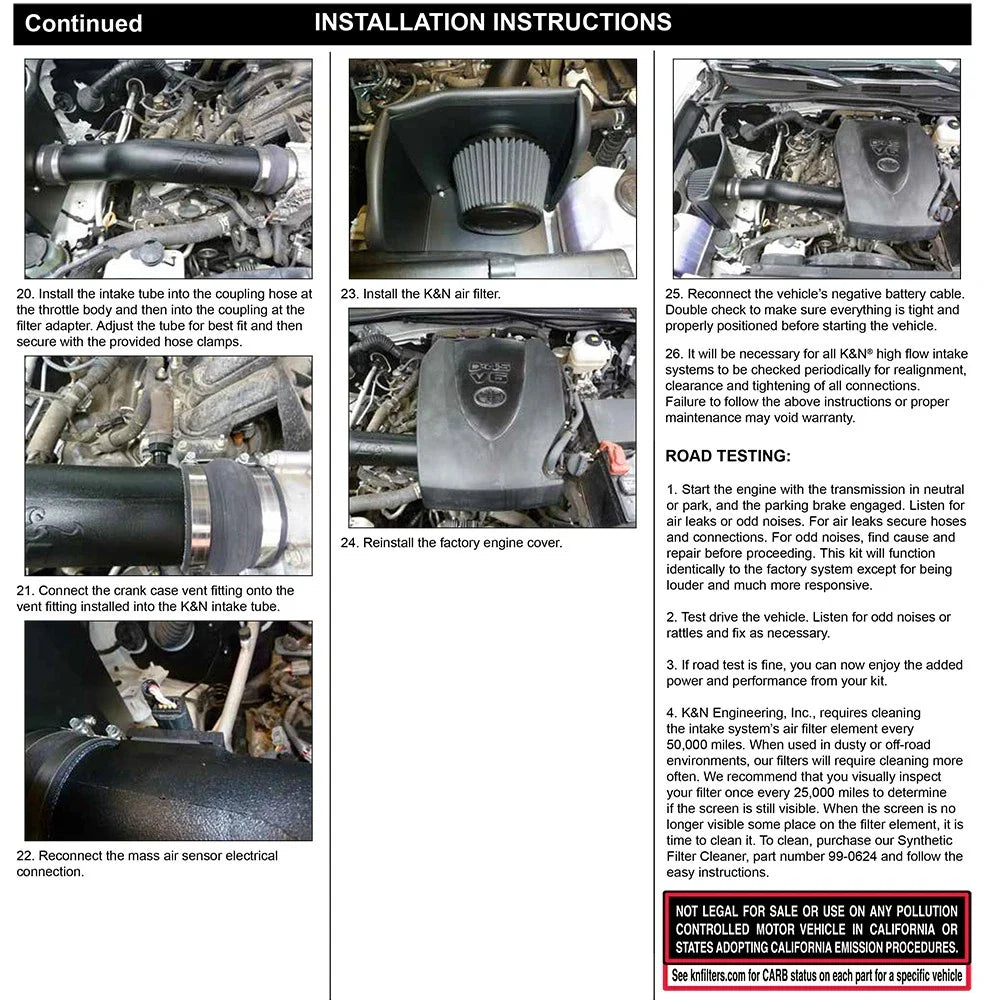 K&N 16-23 Toyota Tacoma 3.5L V6 Performance Air Intake System